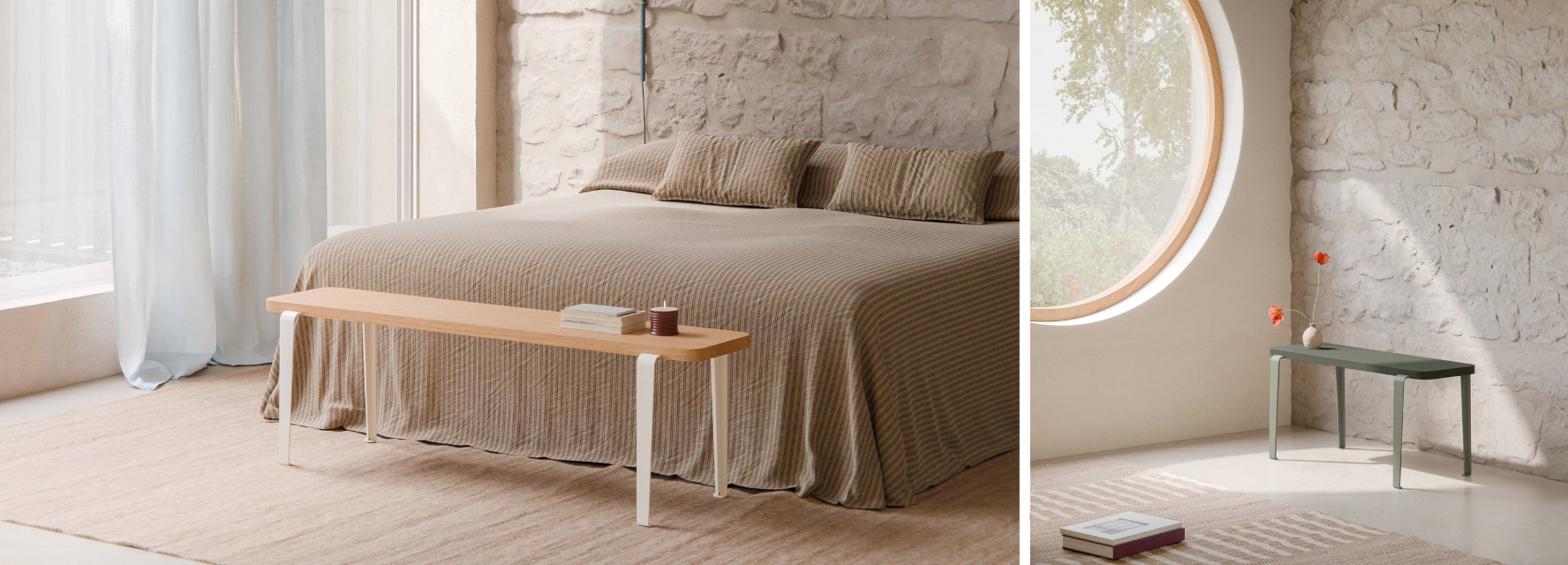 Banc de TIPTOE avec pieds de table basse jaunes