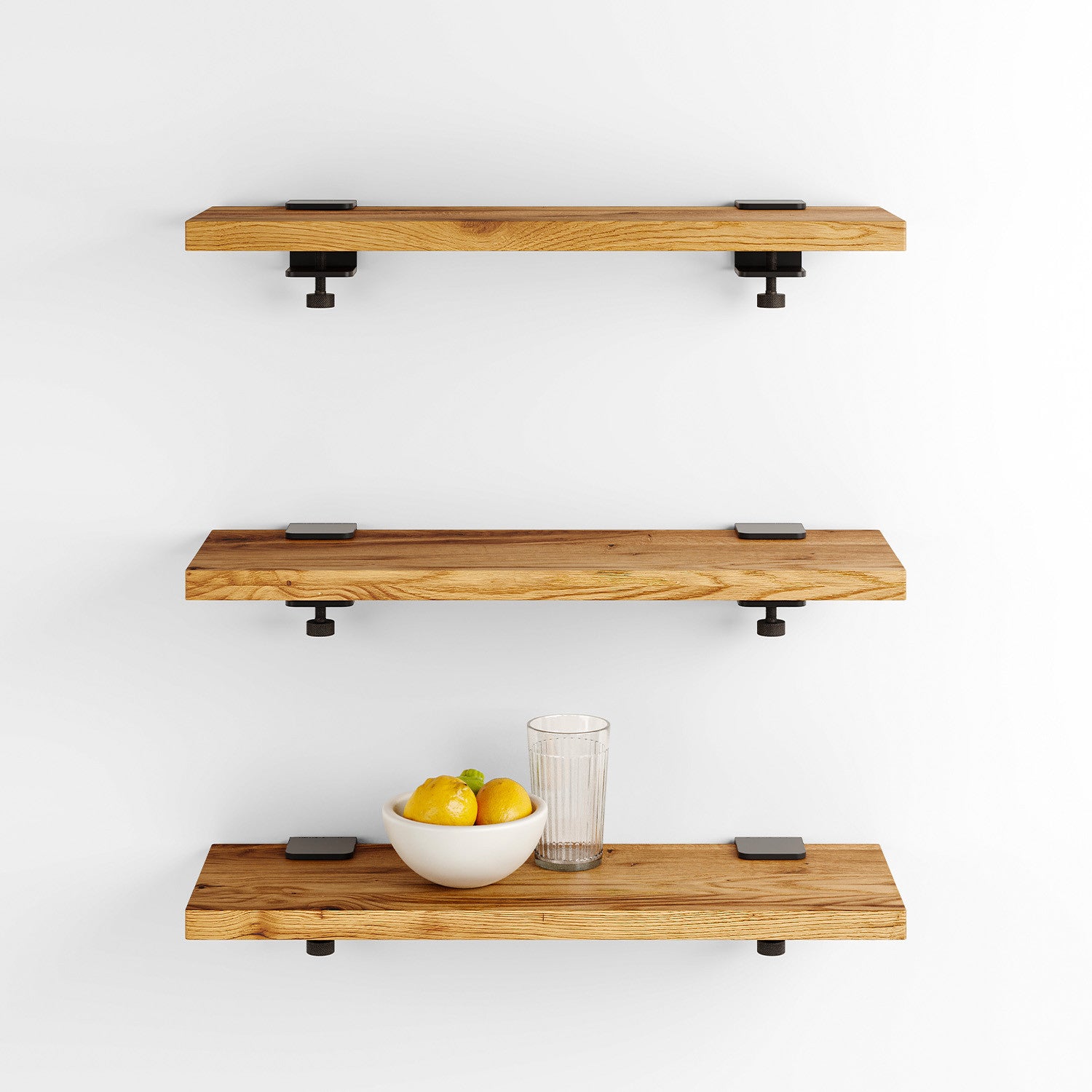 Set van 3 wandplanken BRACKET - gerecycled oud hout - 60 tot 150cm