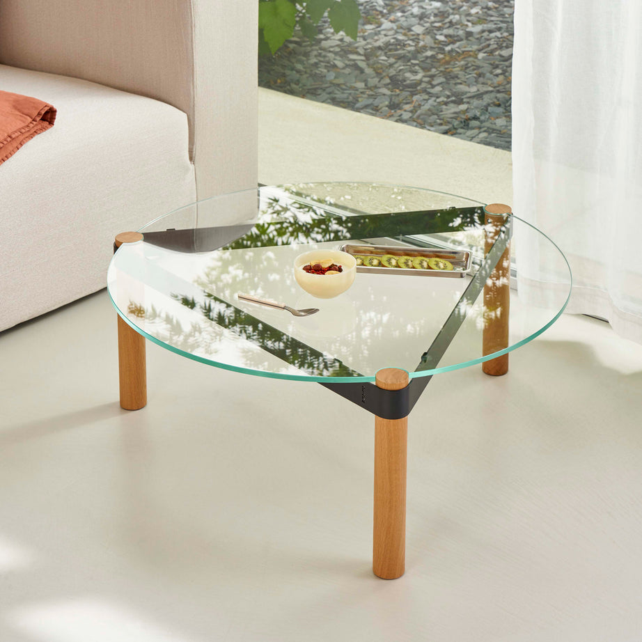 Table basse ronde DISC Ø 80cm - verre transparent