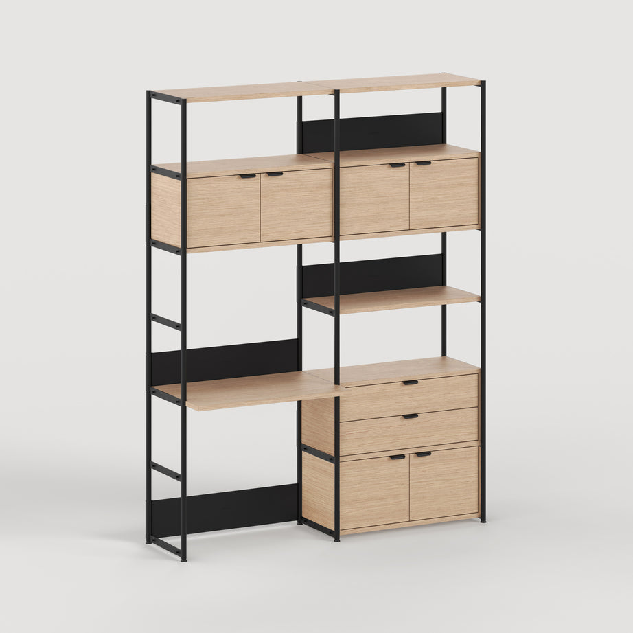 Etagère bureau UNIT - H180 à 215 x L164cm - bois éco-certifié