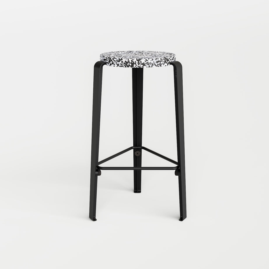 Tabouret de bar LOU - plastique recyclé Macchiato