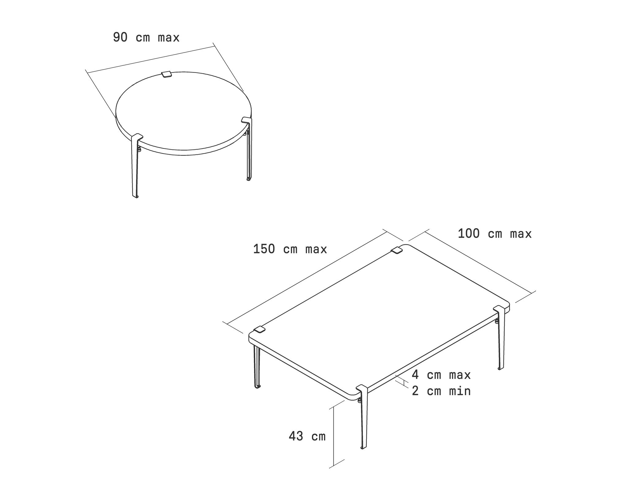 Plateau maximal pied 43 cm