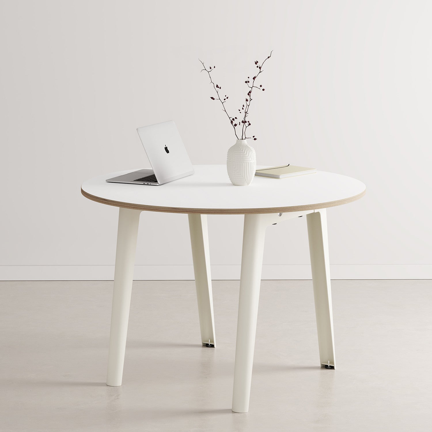 Table de réunion ronde NEW MODERN Ø 110cm - multiplis blanc