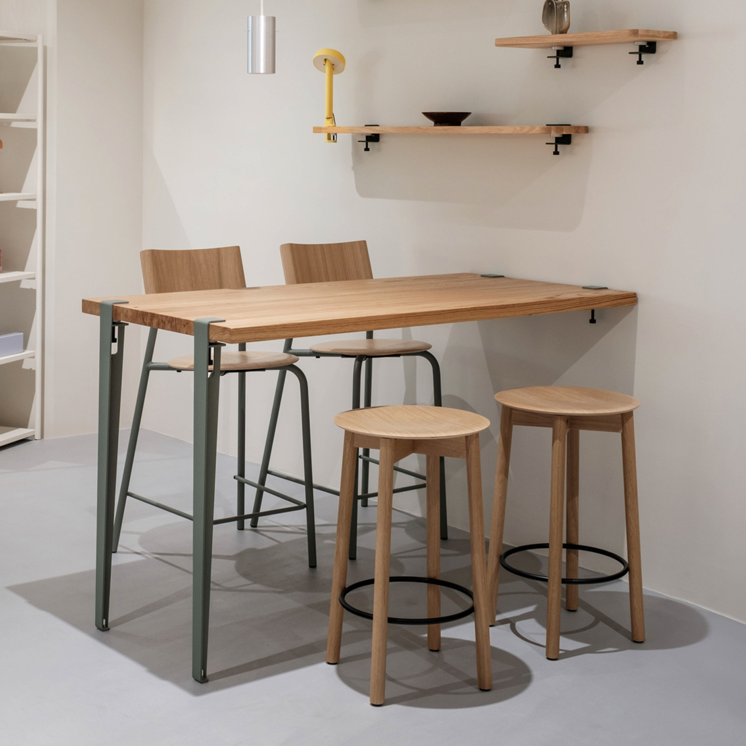 TIPTOE wall-mounted high table - reclaimed wood