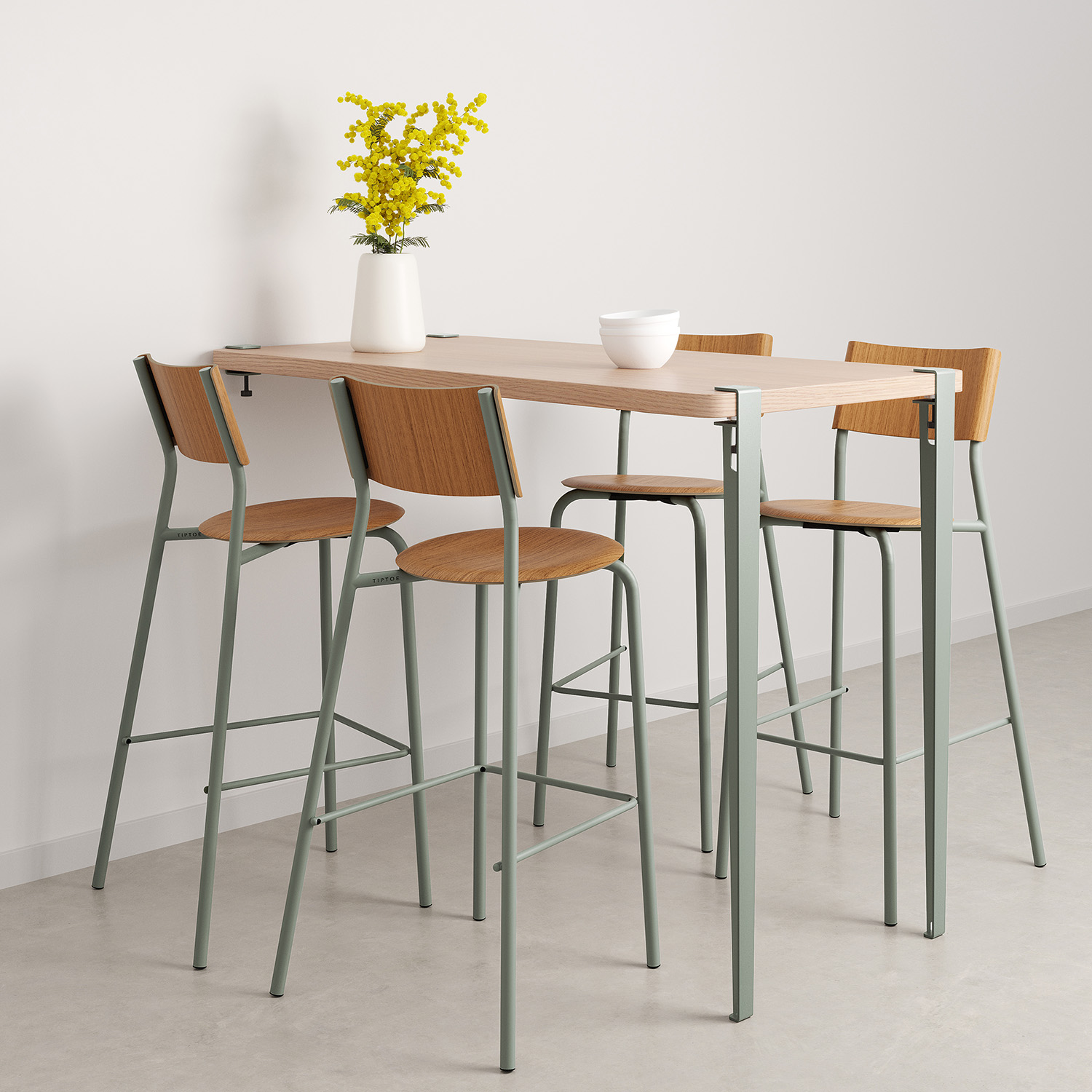 TIPTOE wall-mounted high table - eco-certified wood