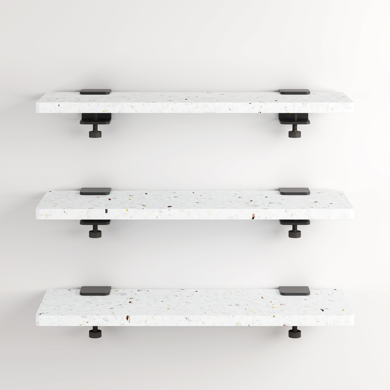 Set of 3 BRACKET wall shelves - Venezia recycled plastic - 60 to 150cm