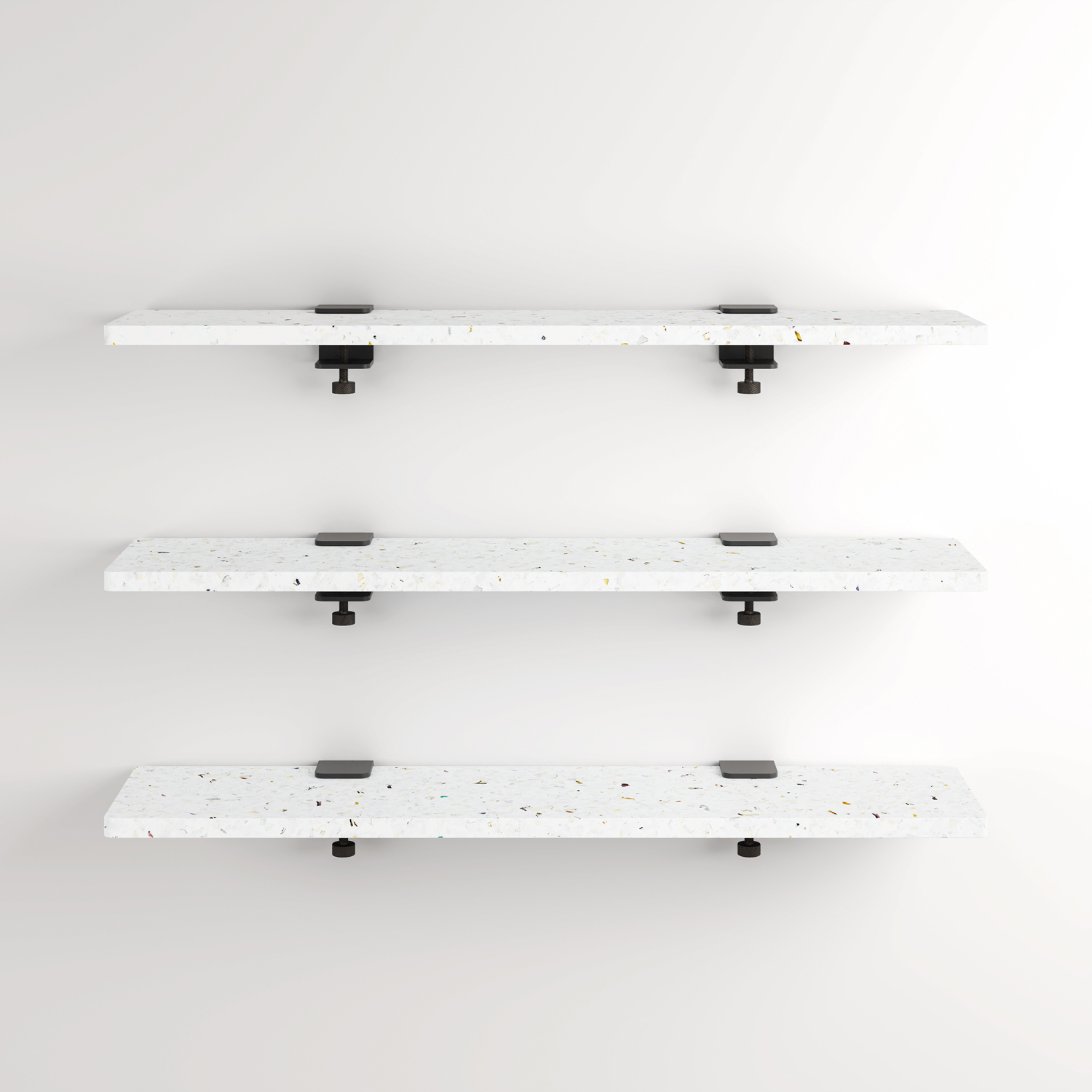 Set of 3 BRACKET wall shelves - Venezia recycled plastic - 60 to 150cm
