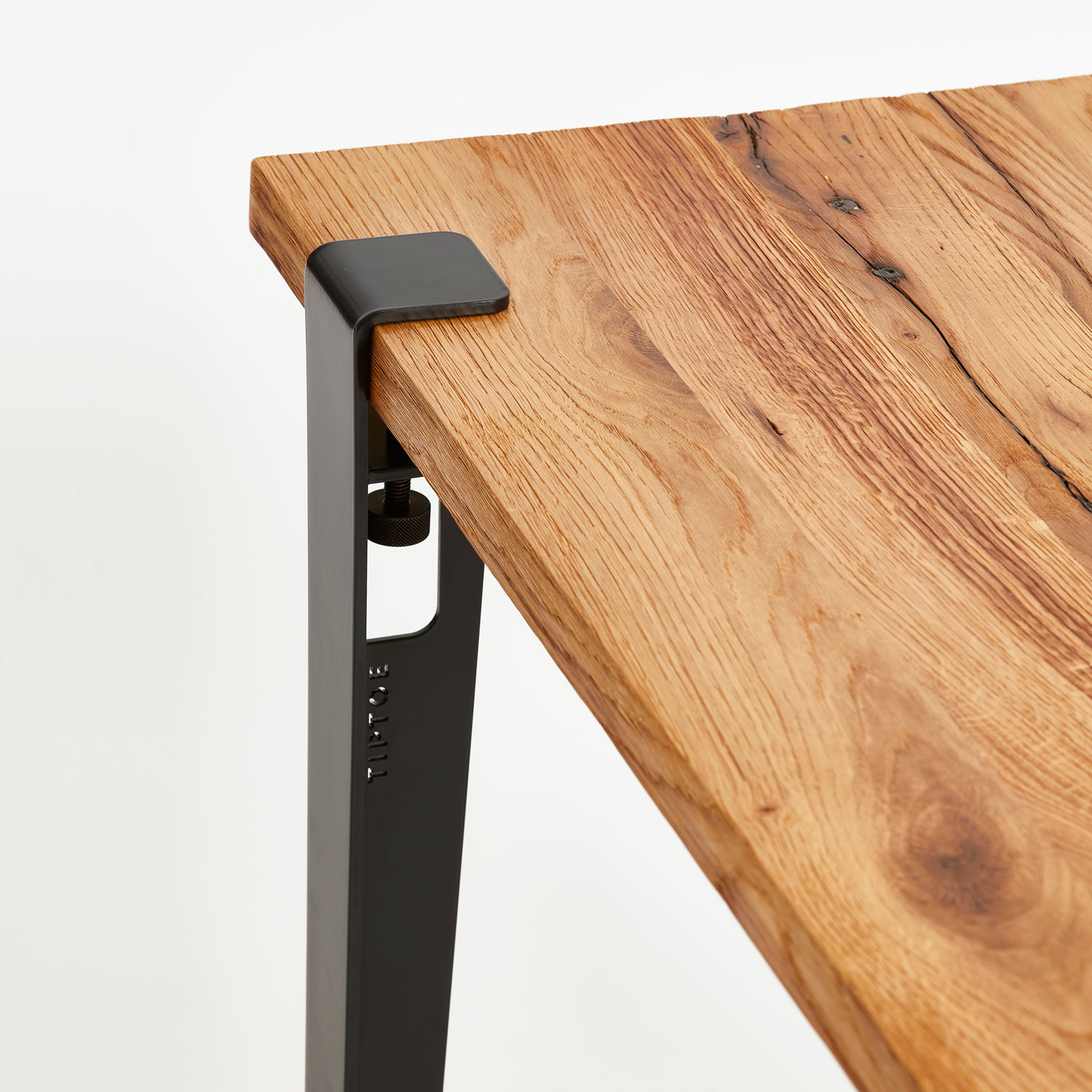 Table en bois ancien TIPTOE avec pied de table acier
