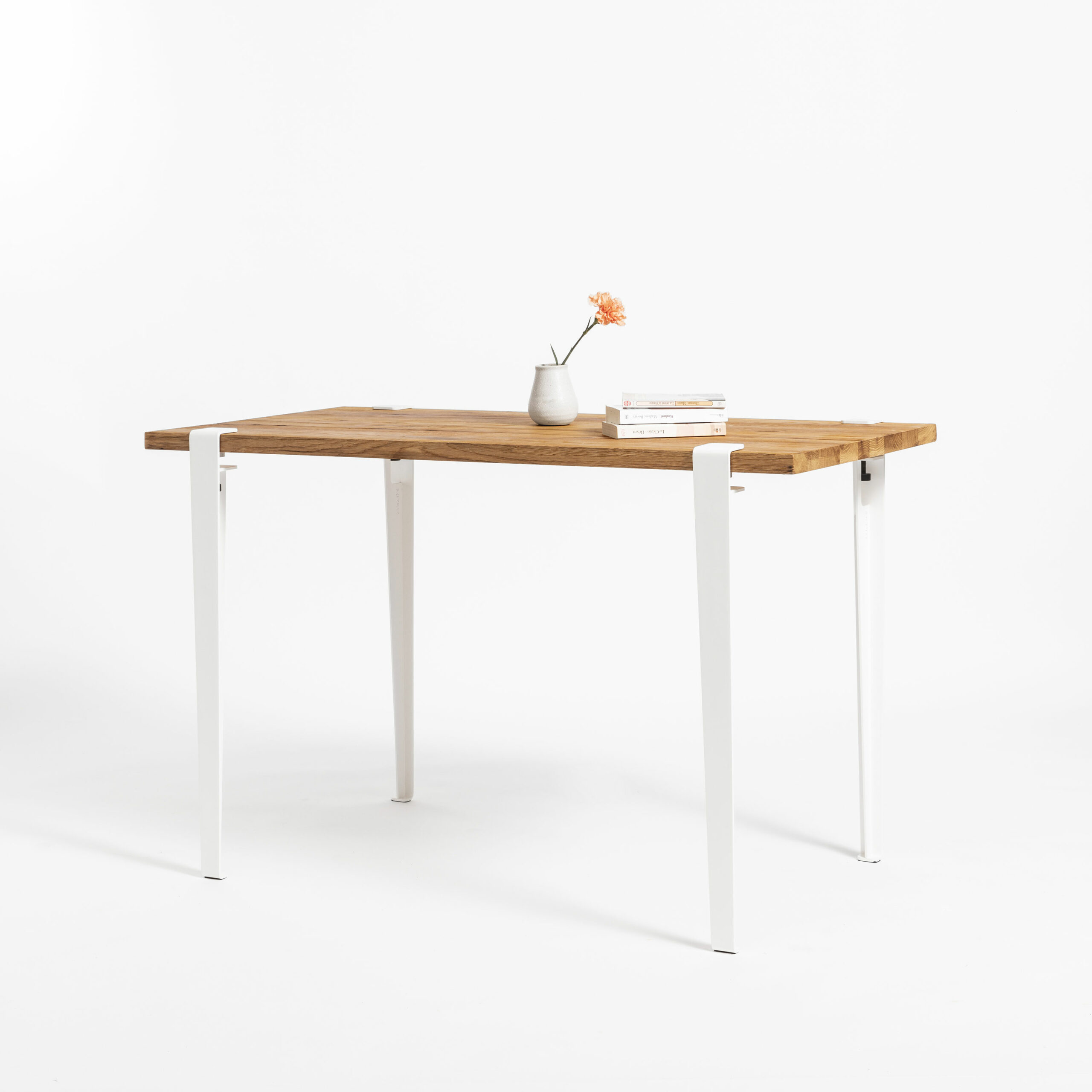 TIPTOE desk with reclaimed wood top and steel legs