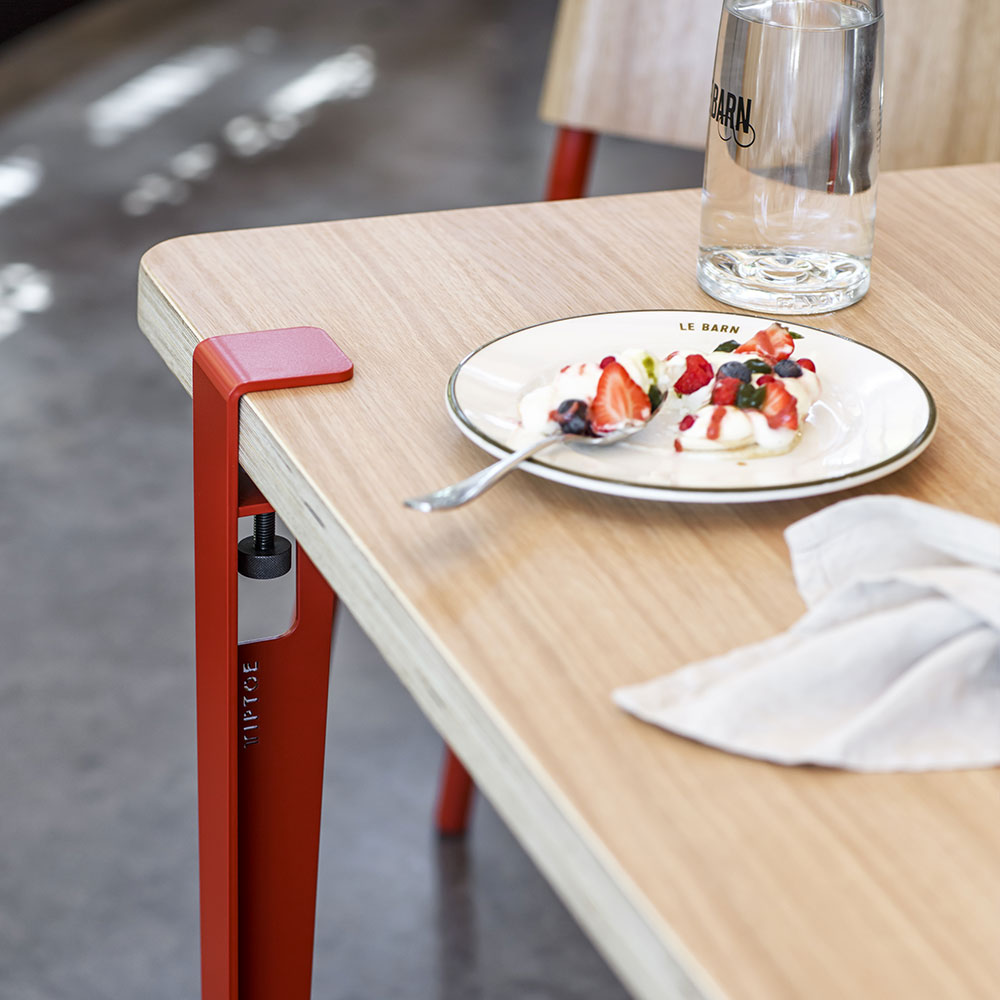 Pied de table et bureau en acier rouge TIPTOE