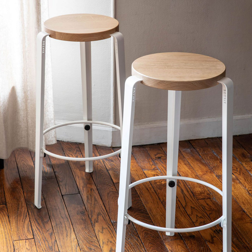Tabouret haut de bar en chêne massif TIPTOE