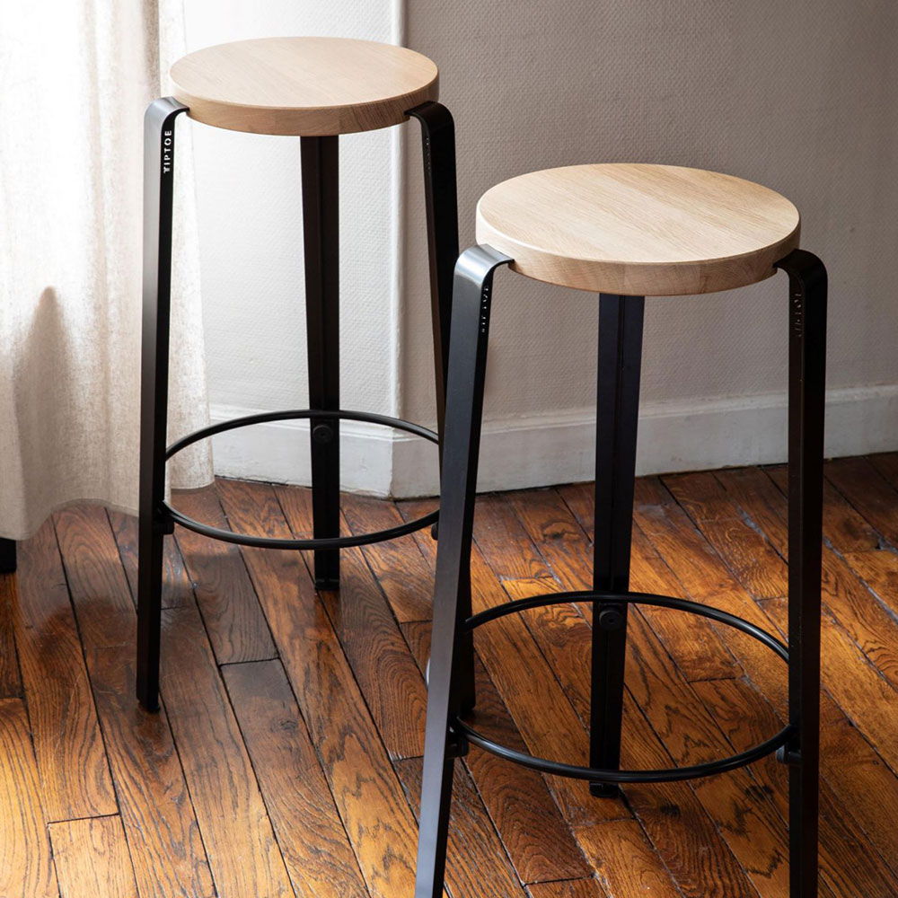 High bar stool in black metal