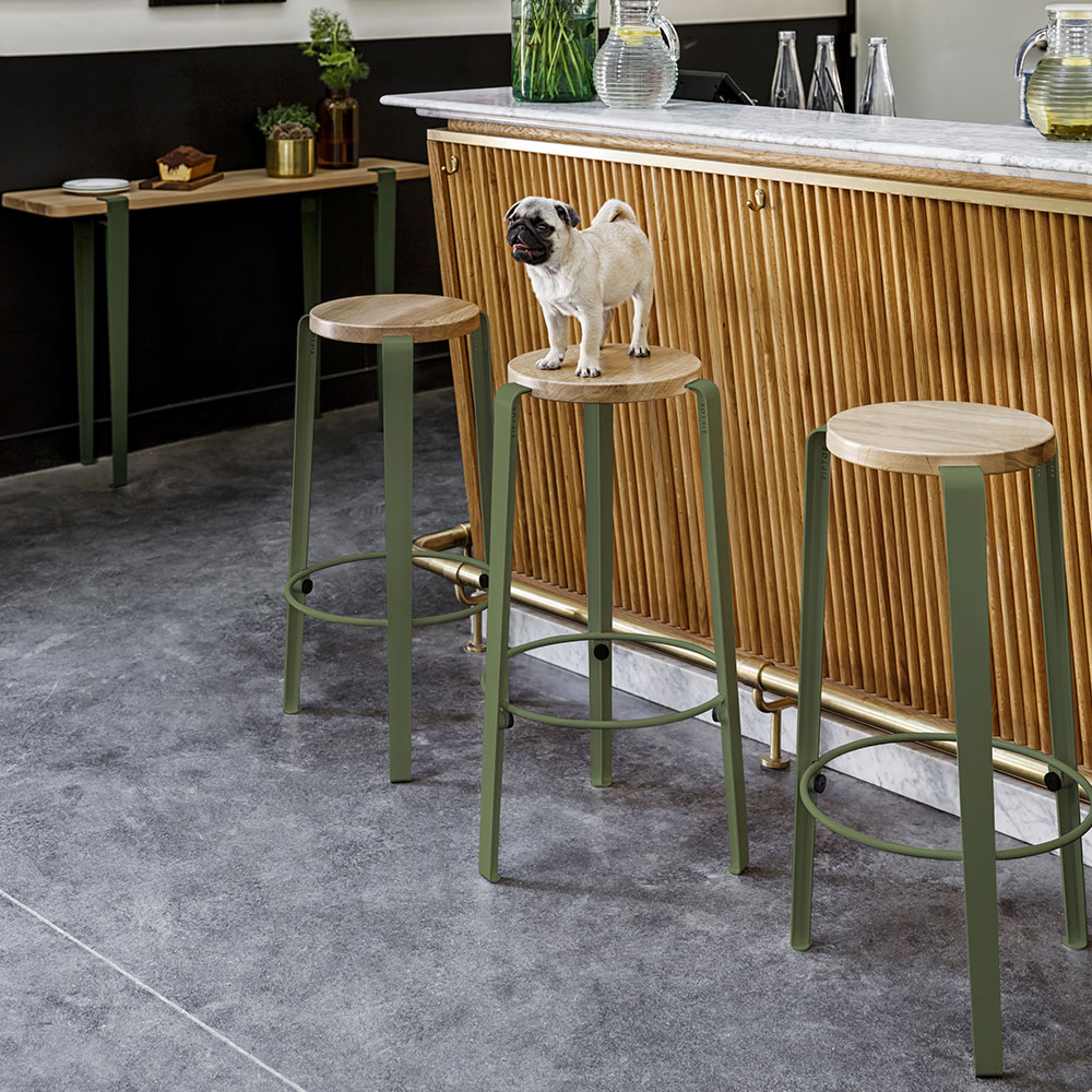 Tabouret haut de bar TIPTOE en bois et acier