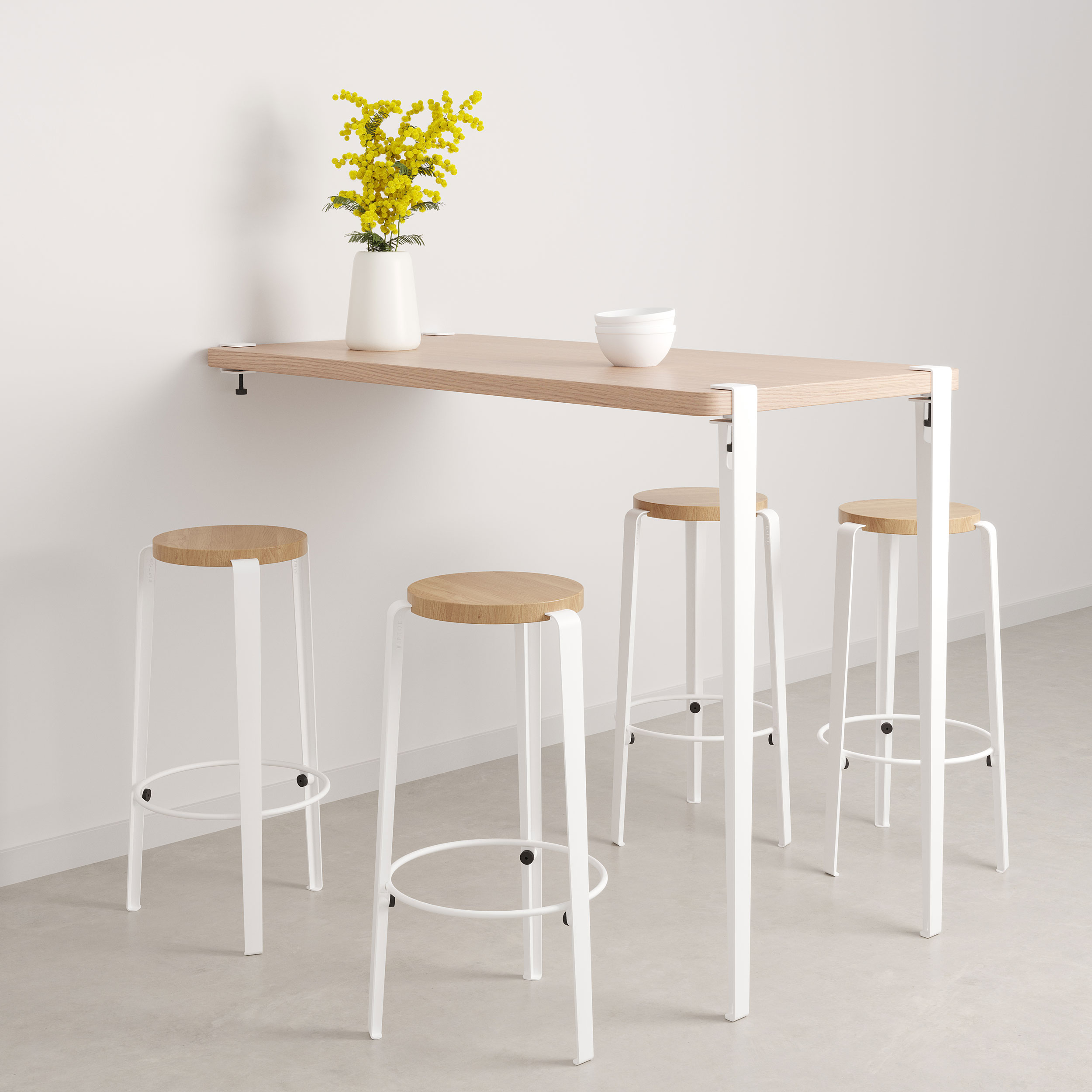TIPTOE wall-mounted high table - eco-certified wood