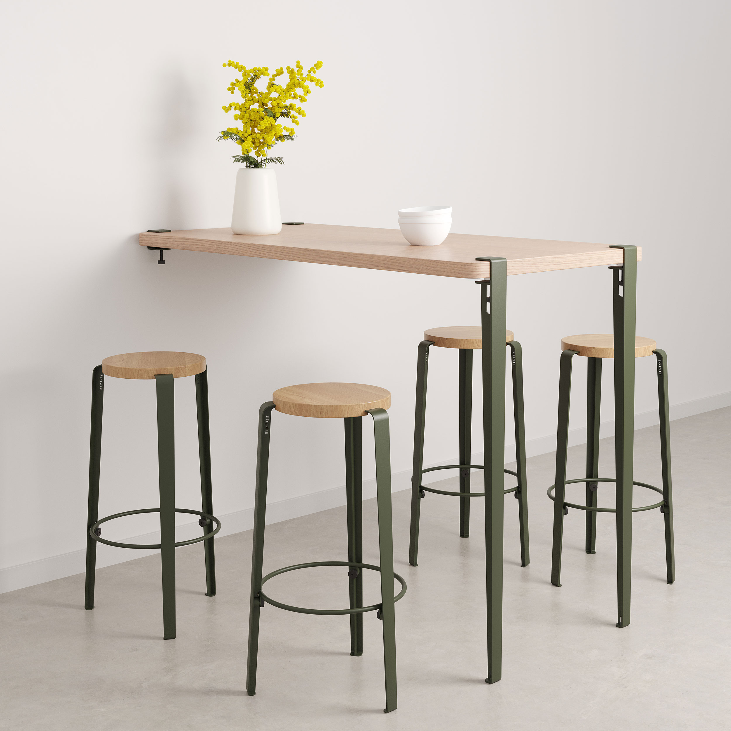TIPTOE wall-mounted high table - eco-certified wood