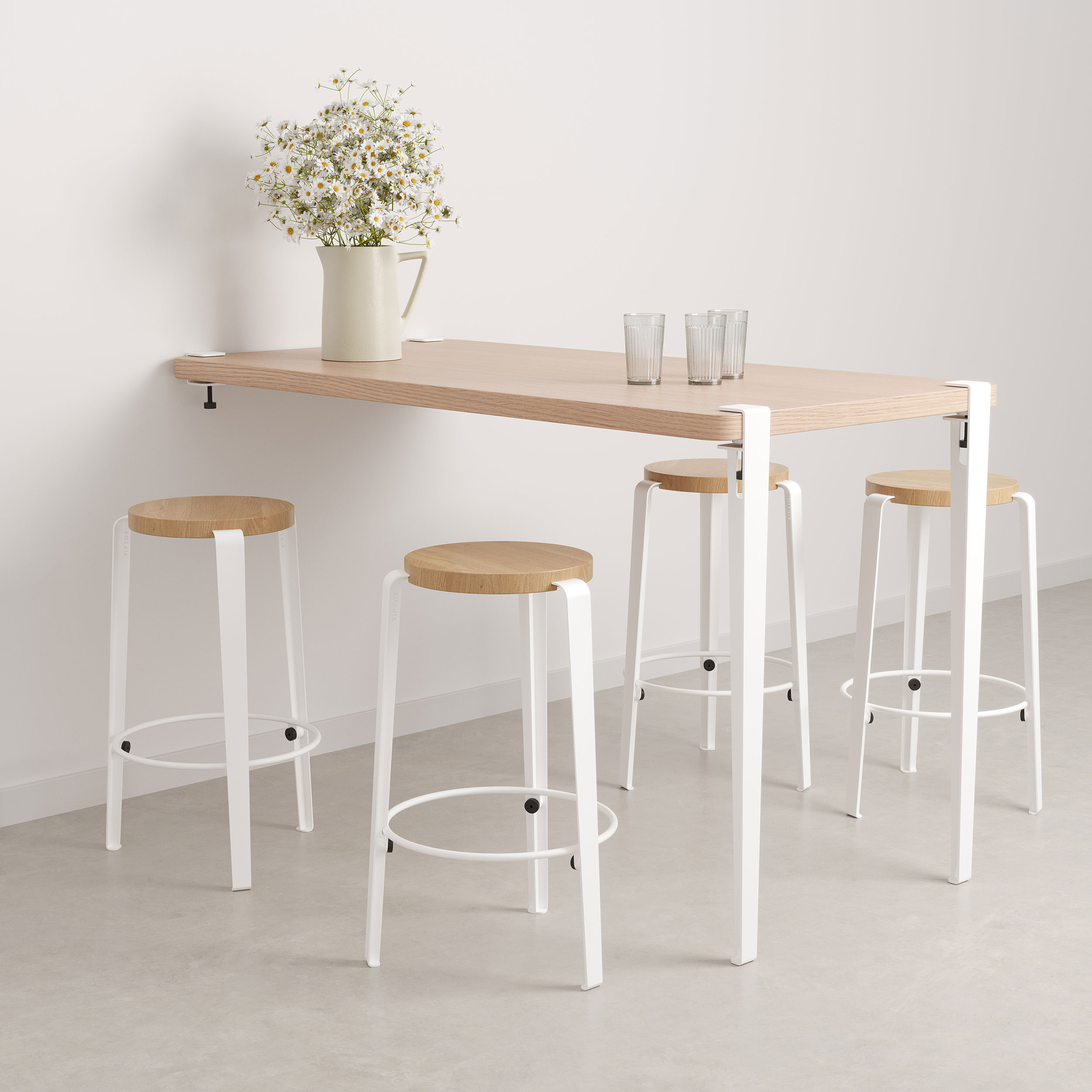 TIPTOE wall-mounted high table - eco-certified wood