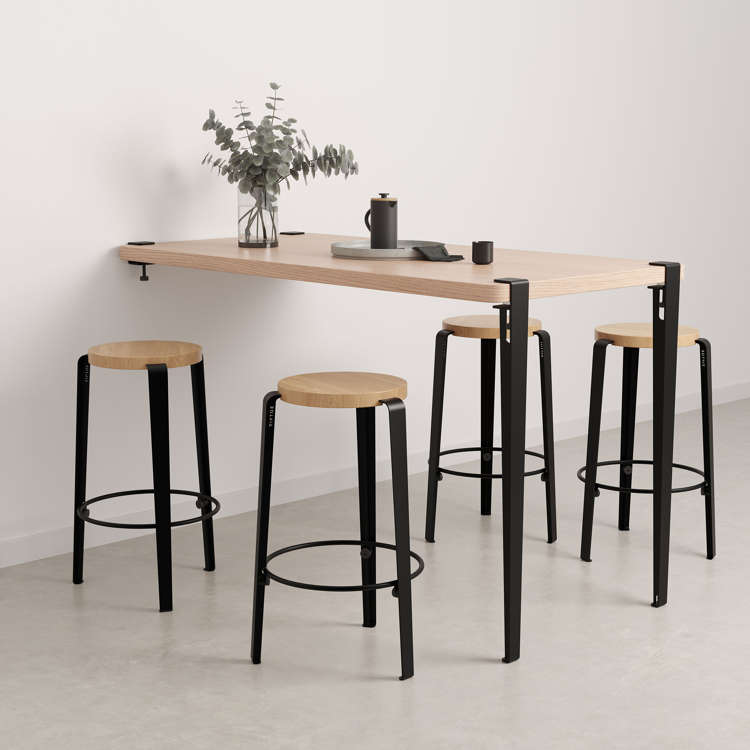TIPTOE wall-mounted high table - eco-certified wood