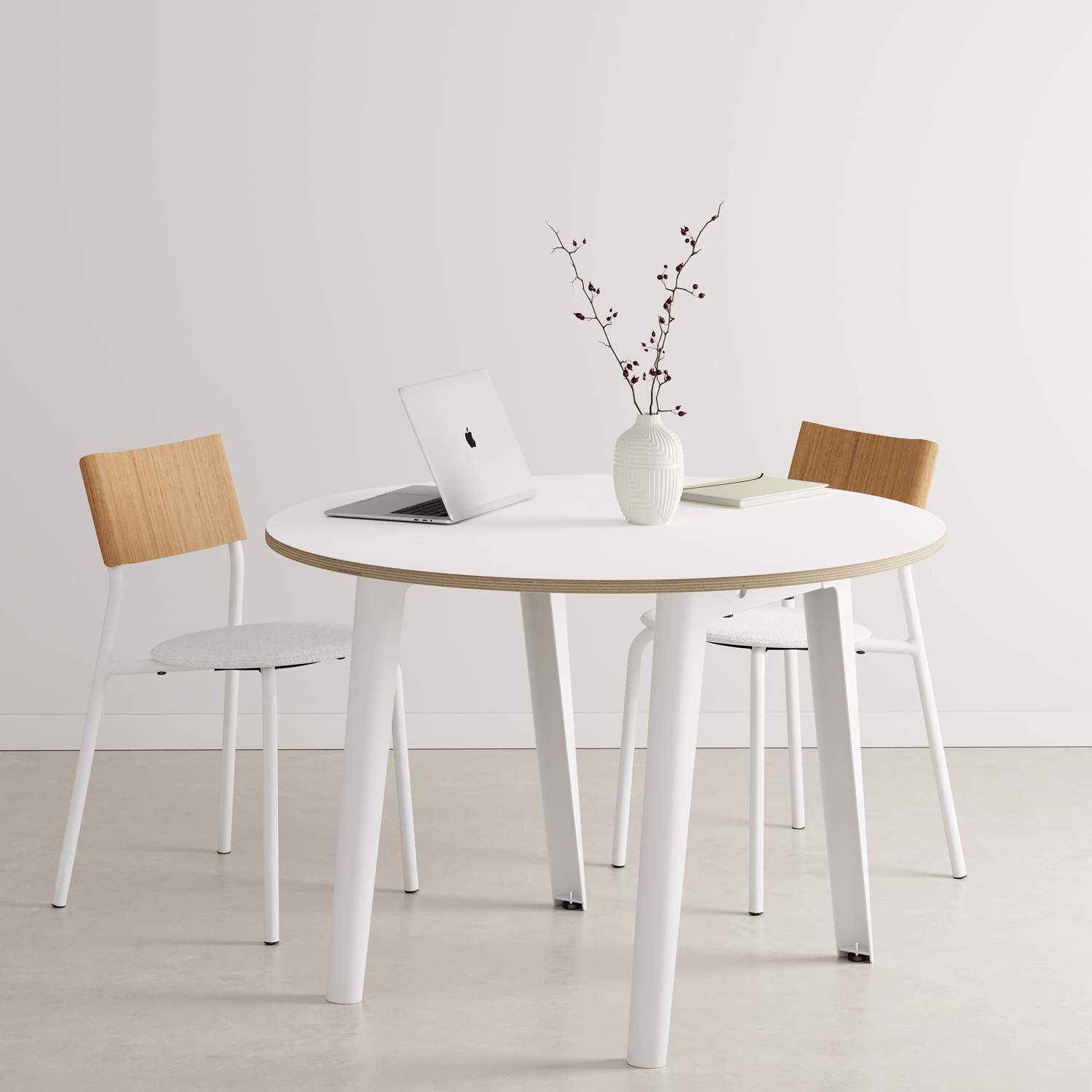 NEW MODERN round meeting table Ø 110cm - white plywood