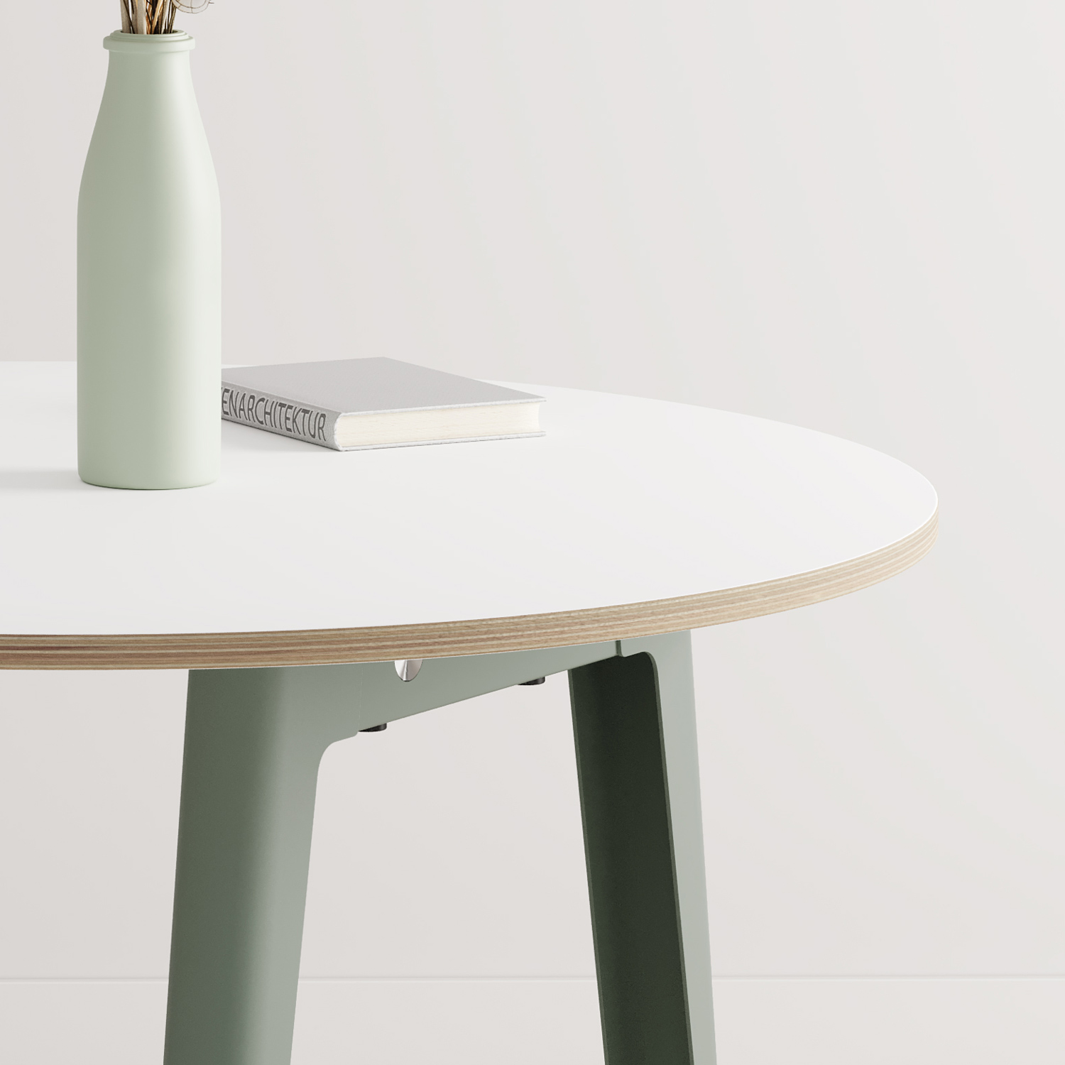 NEW MODERN round meeting table Ø 110cm - white plywood