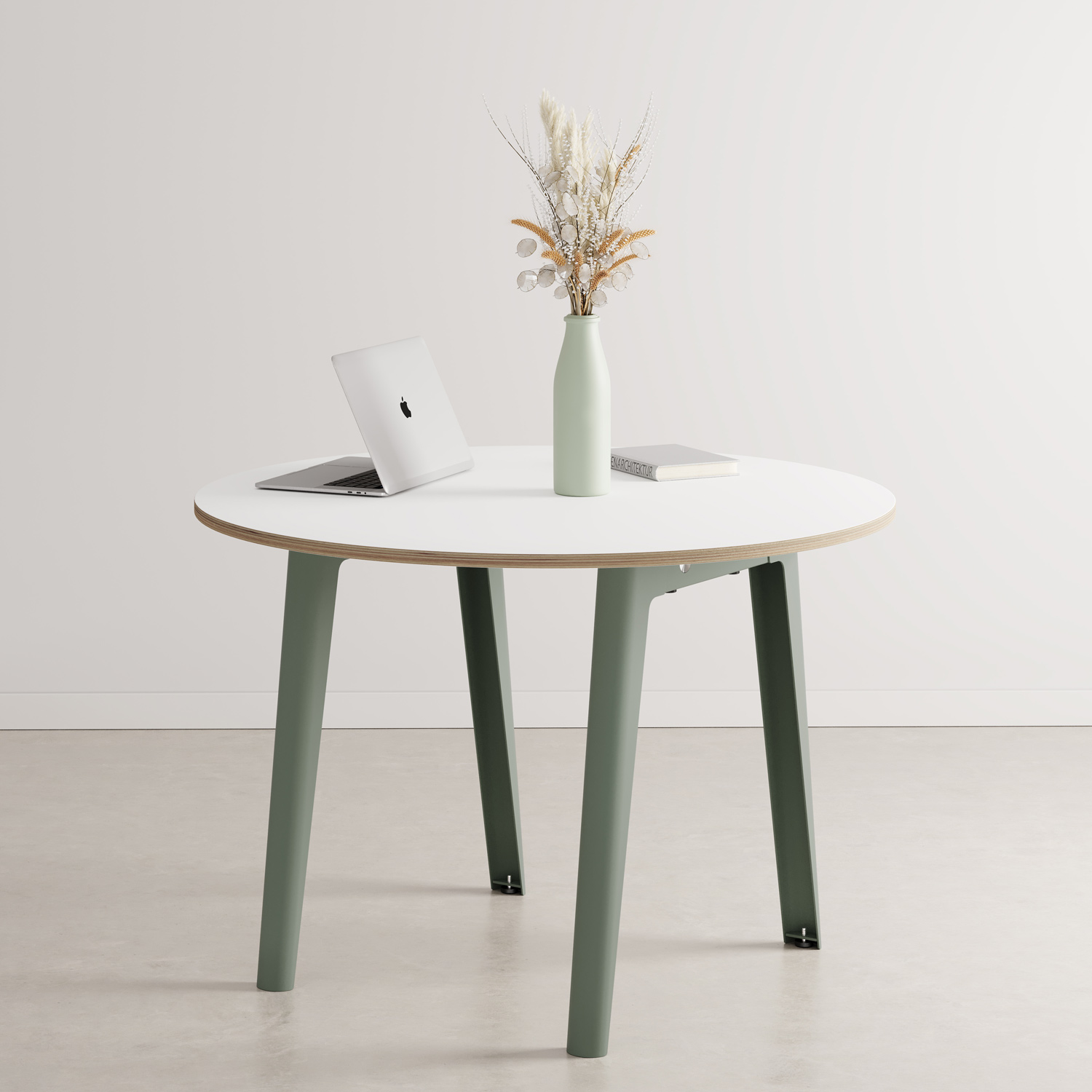 NEW MODERN round meeting table Ø 110cm - white plywood