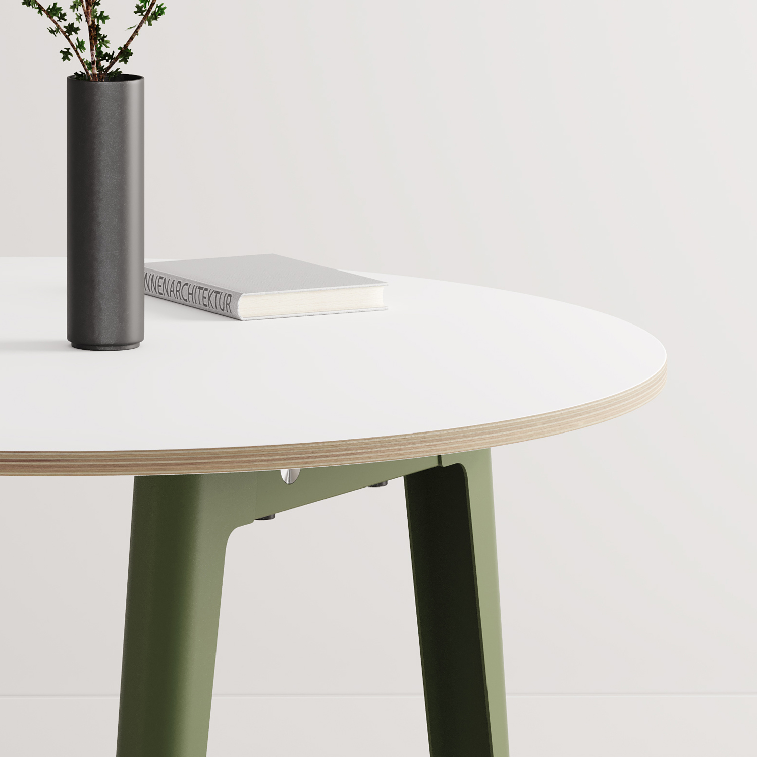 NEW MODERN round meeting table Ø 110cm - white plywood