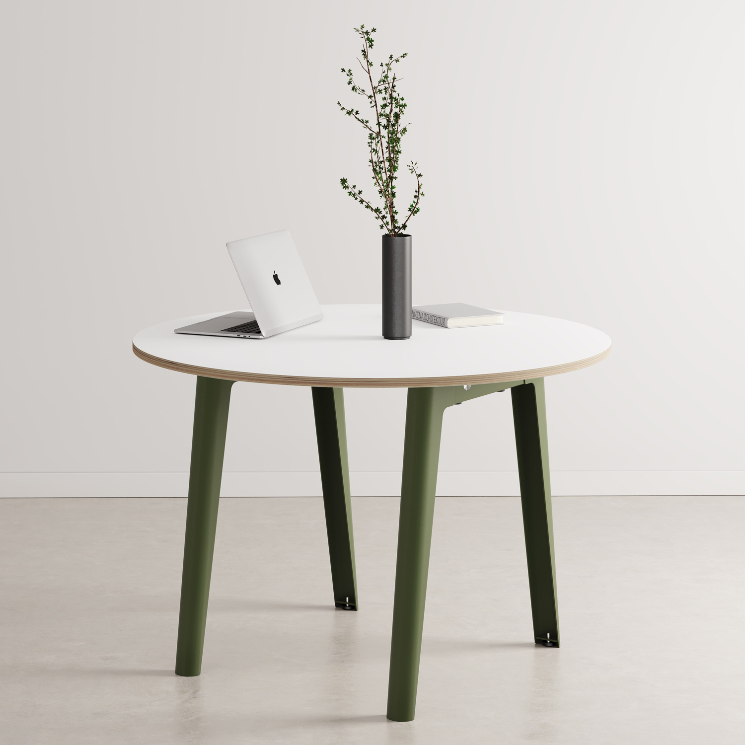 NEW MODERN round meeting table Ø 110cm - white plywood