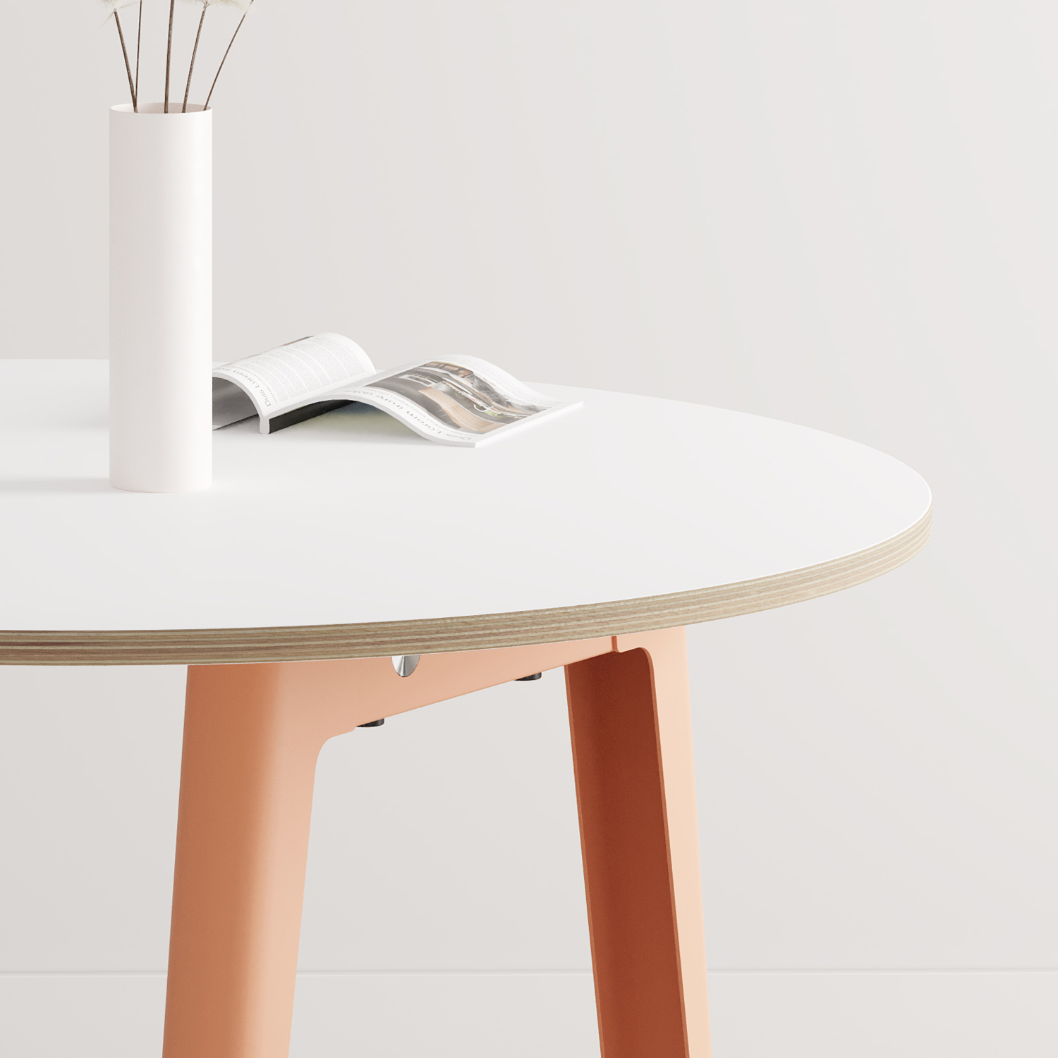 NEW MODERN round meeting table Ø 110cm - white plywood