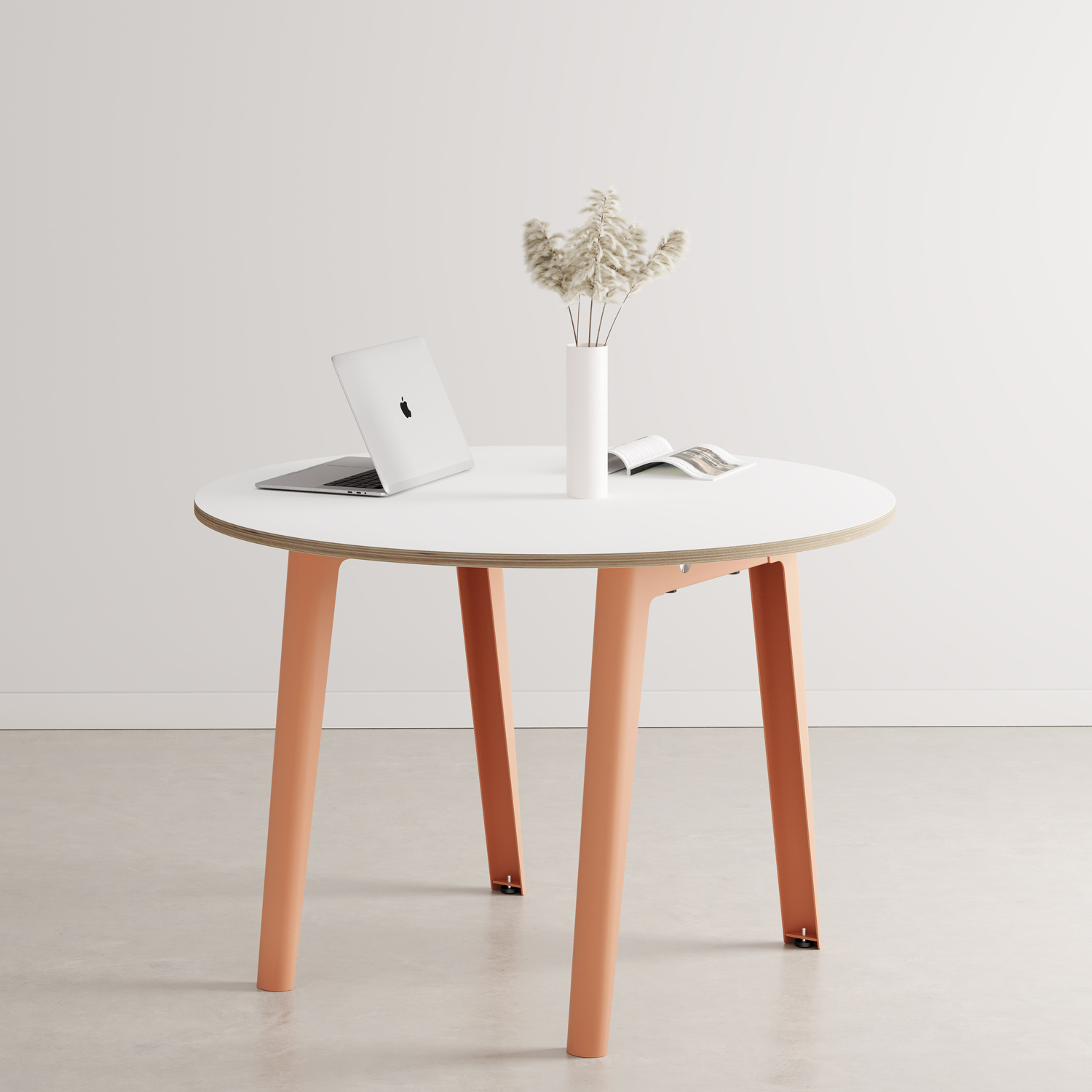 NEW MODERN round meeting table Ø 110cm - white plywood