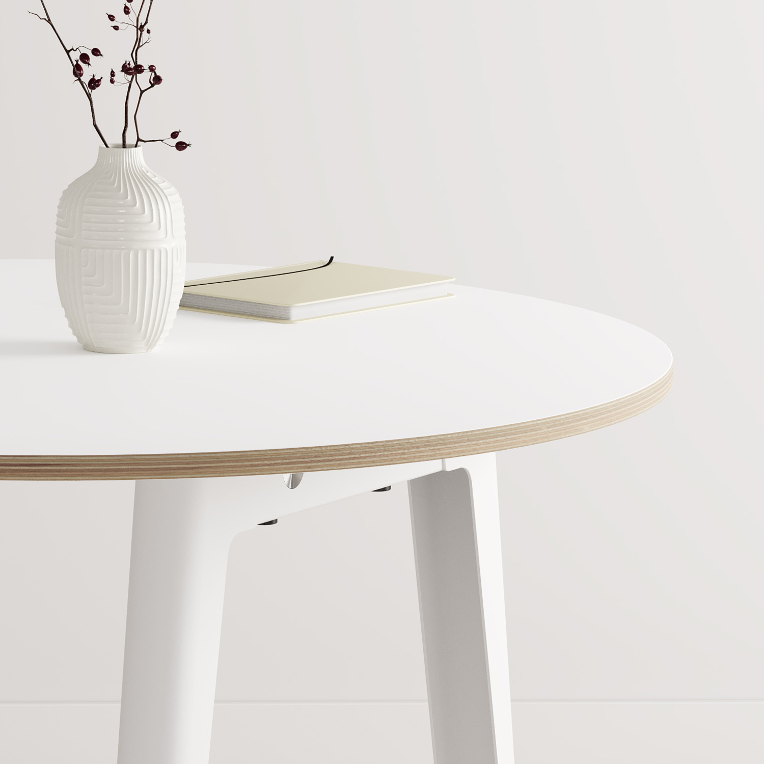 NEW MODERN round meeting table Ø 110cm - white plywood