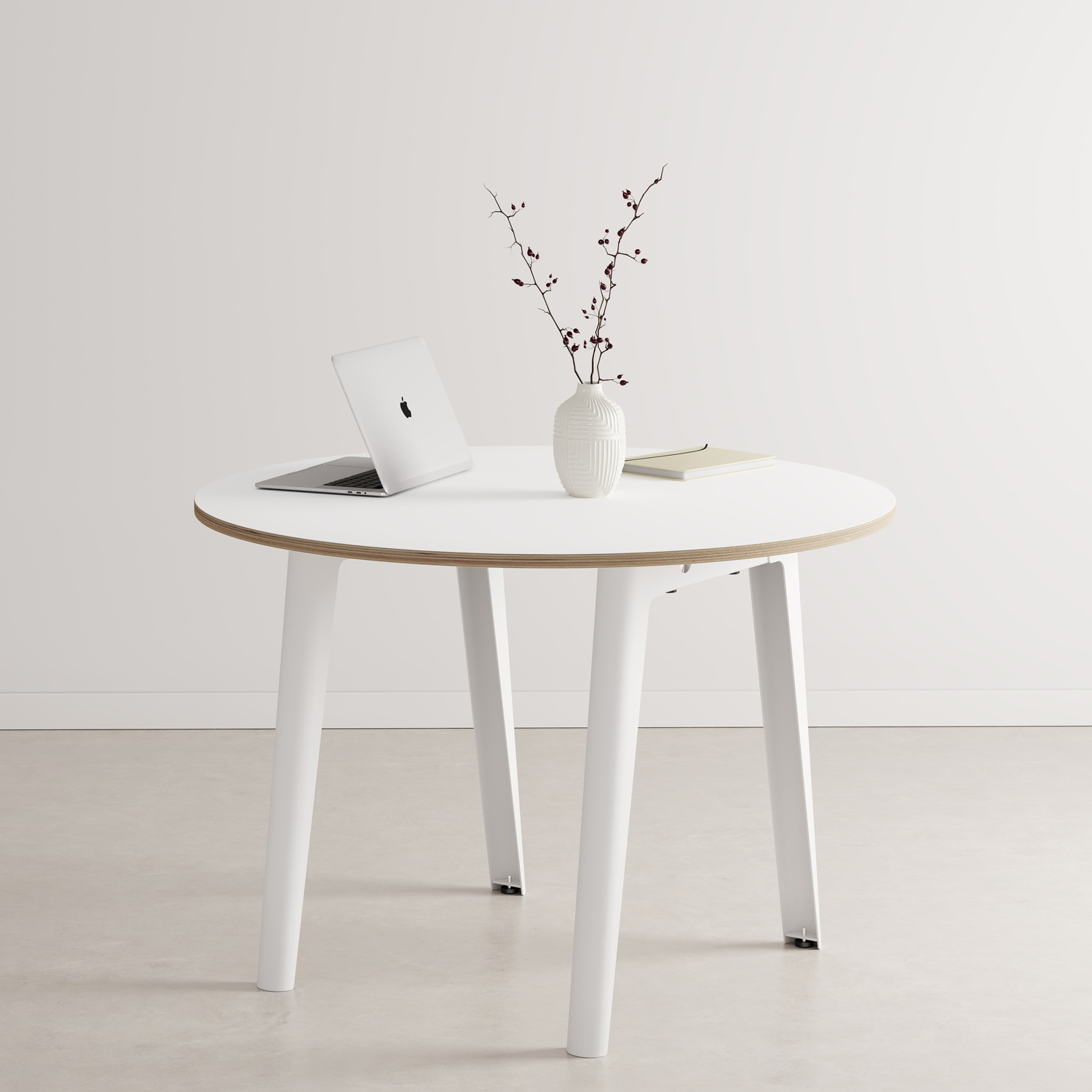 NEW MODERN round meeting table Ø 110cm - white plywood