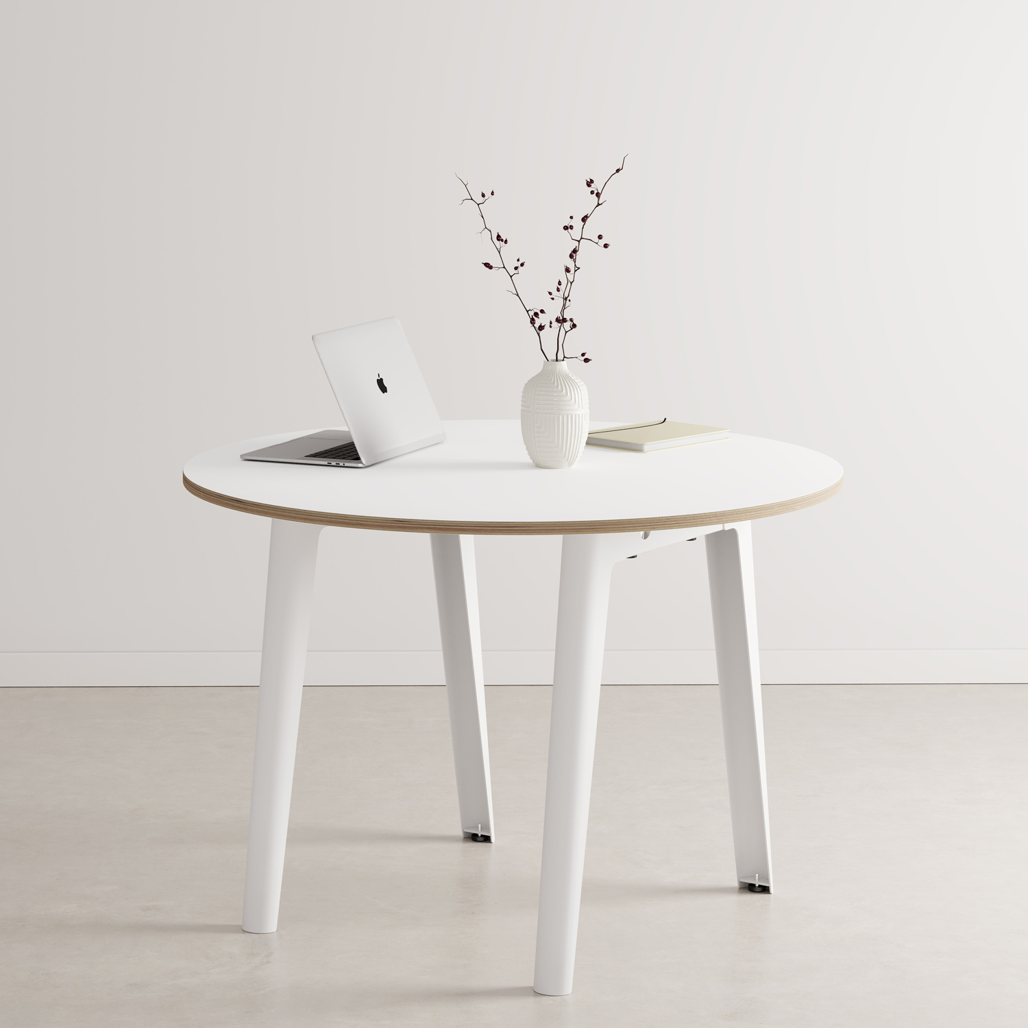 NEW MODERN round meeting table – white plywood