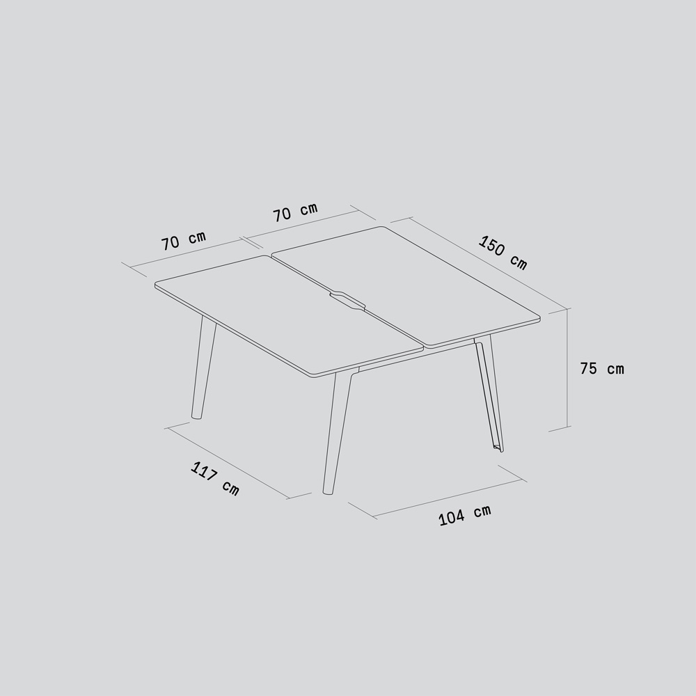 NEW MODERN 2-seater workbench - Venezia recycled plastic