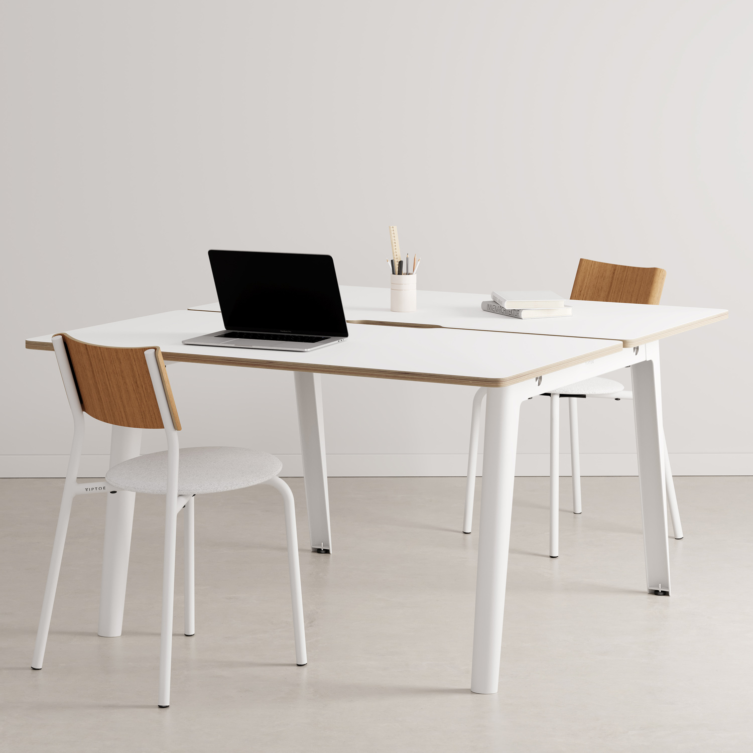 NEW MODERN 2-seater workbench - white plywood