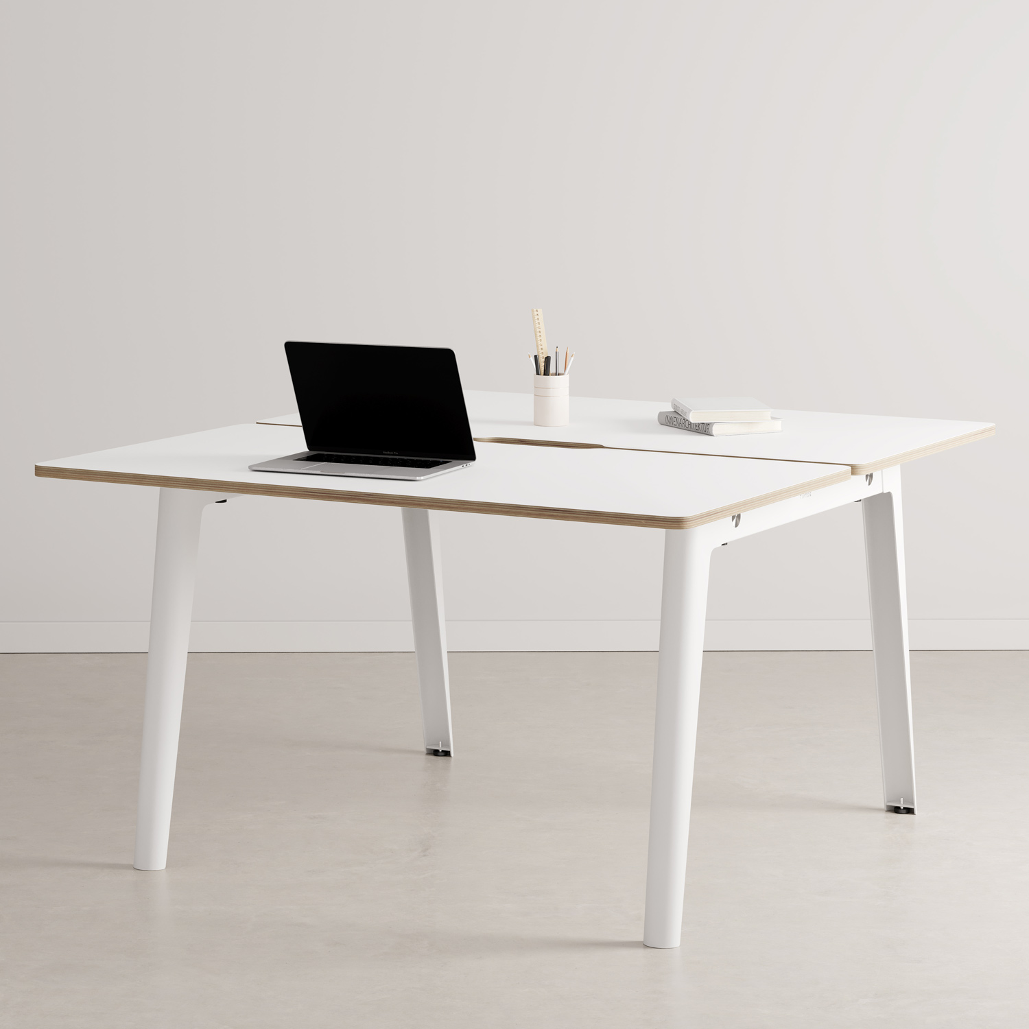 NEW MODERN 2-seater workbench - white plywood