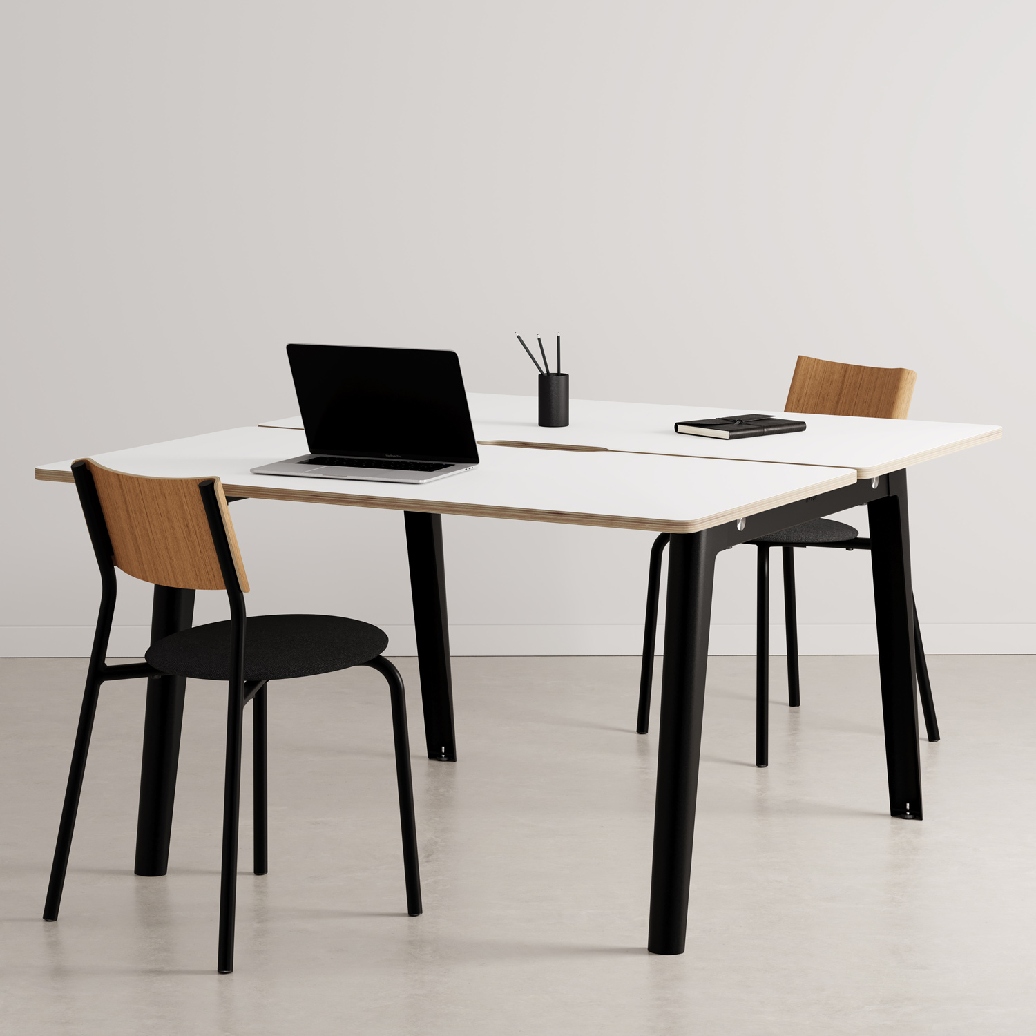 NEW MODERN 2-seater workbench - white plywood