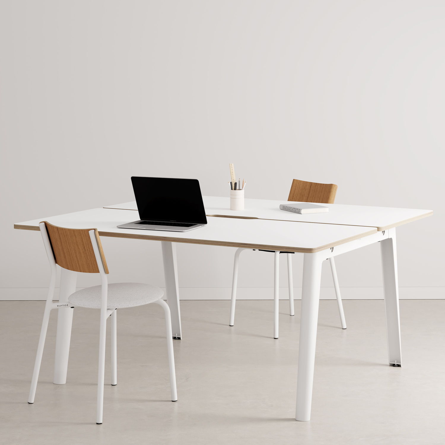 NEW MODERN 2-seater workbench - white plywood