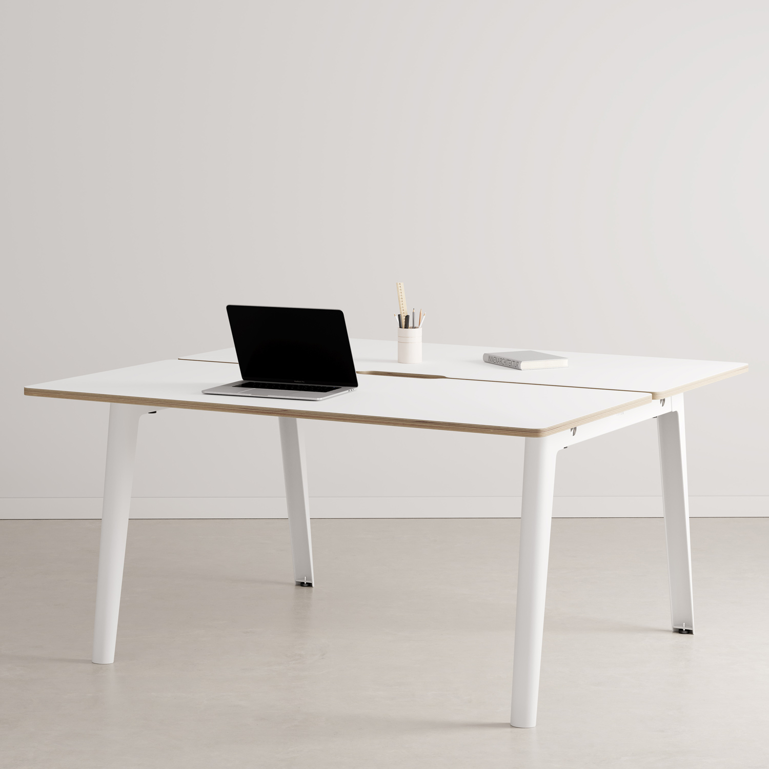NEW MODERN 2-seater workbench - white plywood