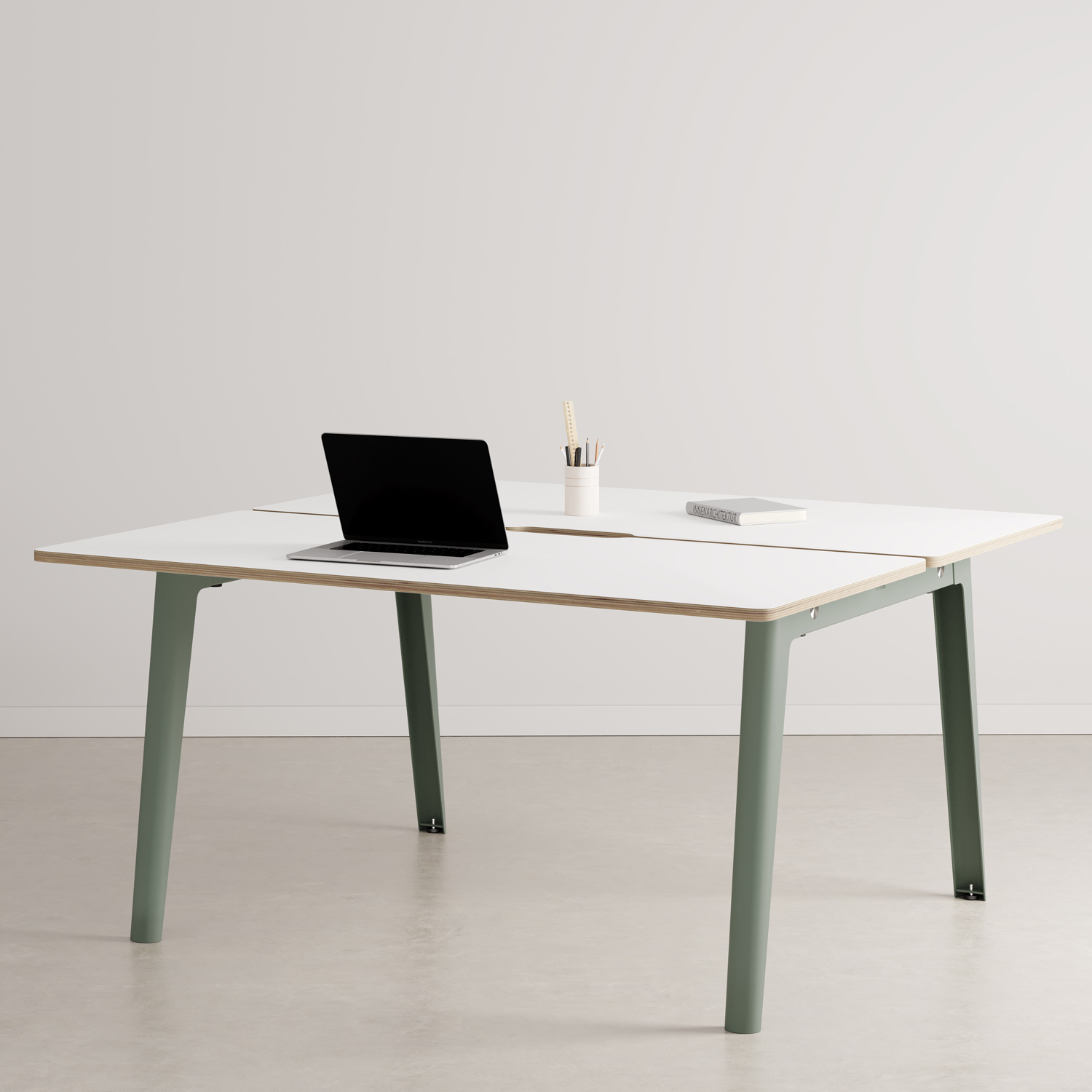 NEW MODERN 2-seater workbench - white plywood