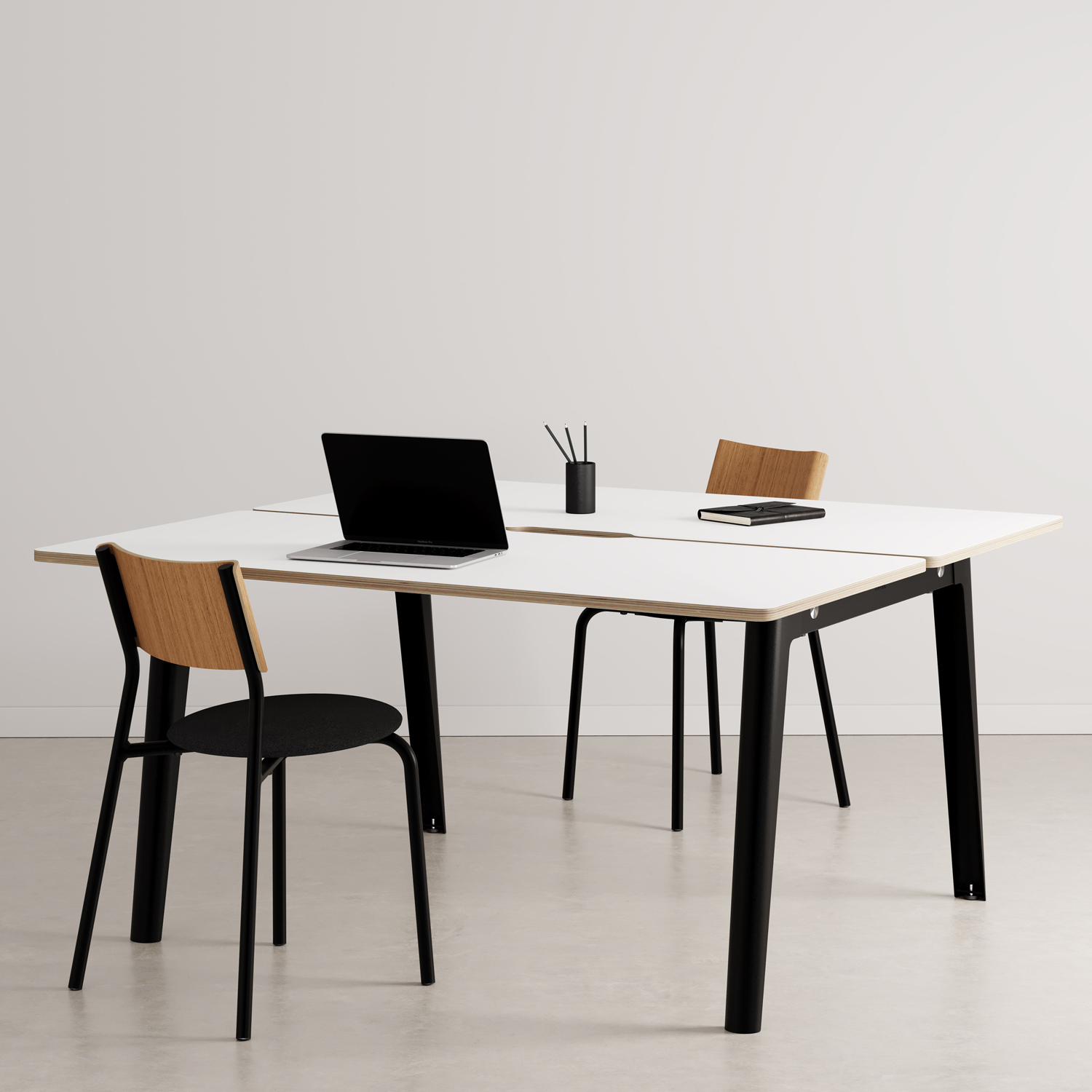 NEW MODERN 2-seater workbench - white plywood