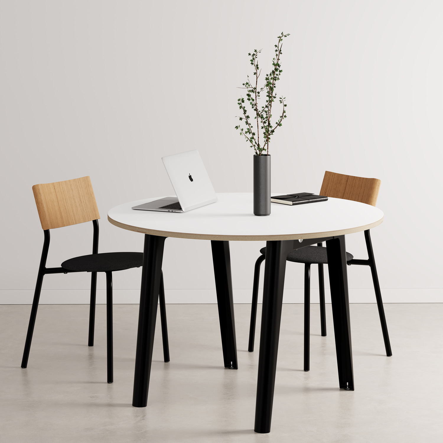 NEW MODERN round meeting table Ø 110cm - white plywood