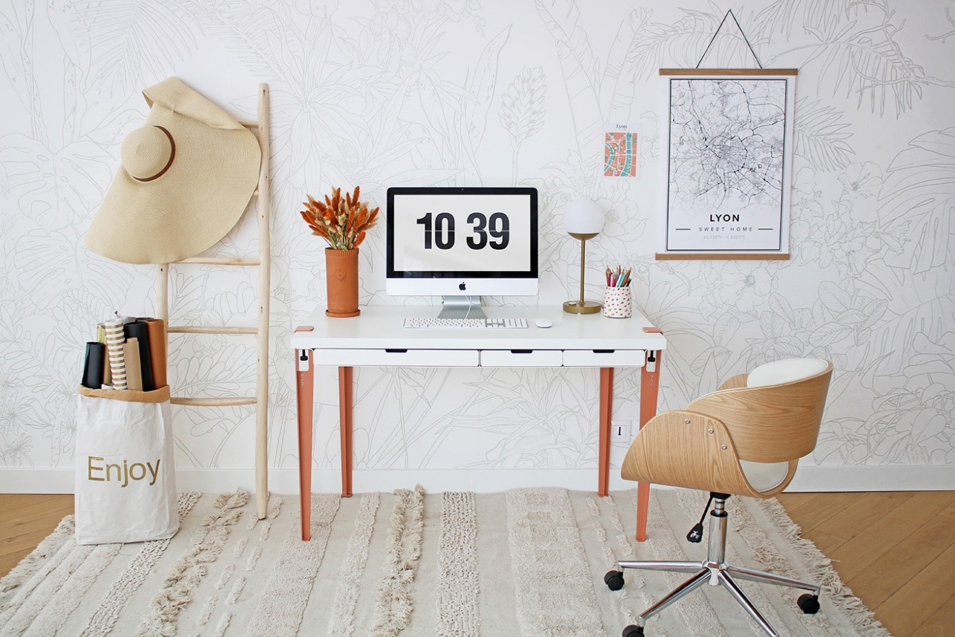 Petit bureau avec plateau en bois mesure