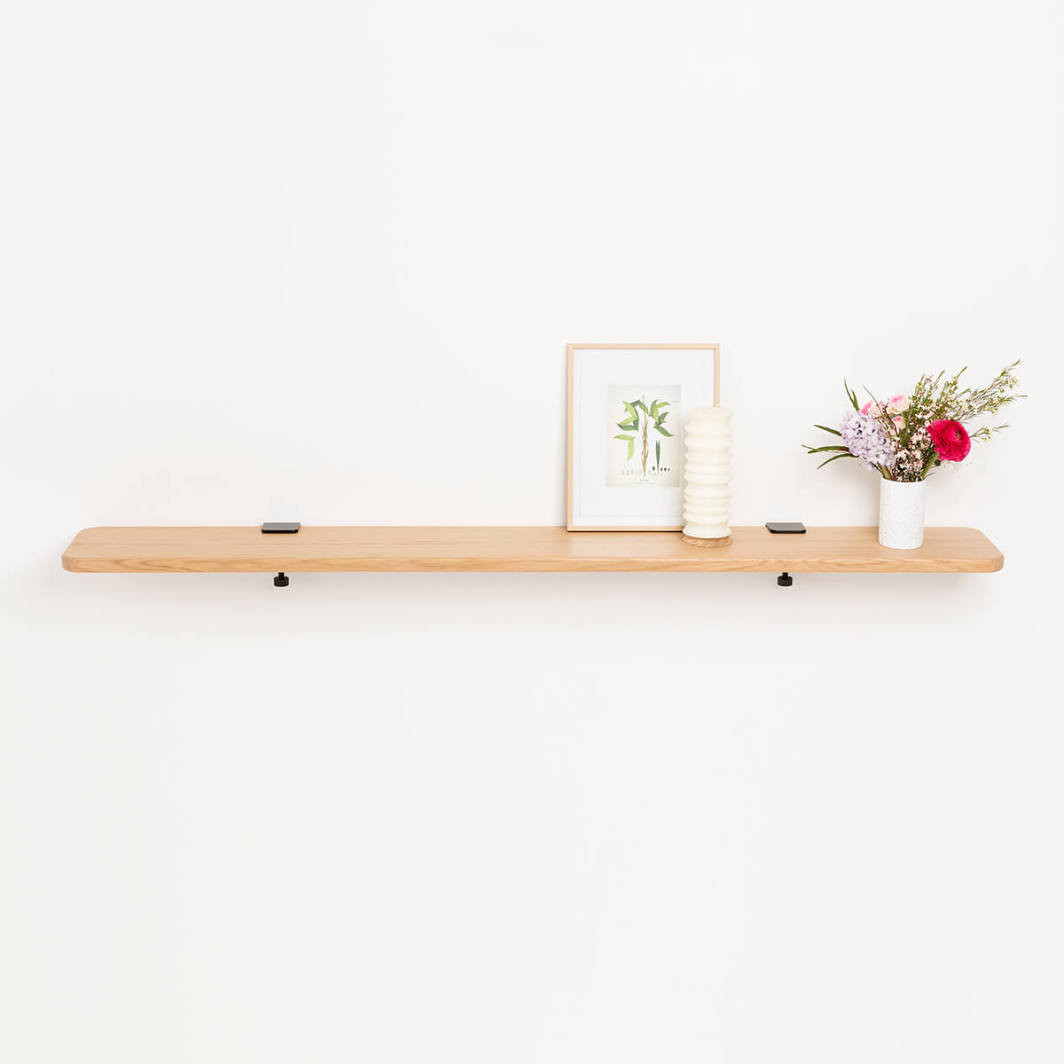 BRACKET wall shelf - solid oak - 60 to 150cm