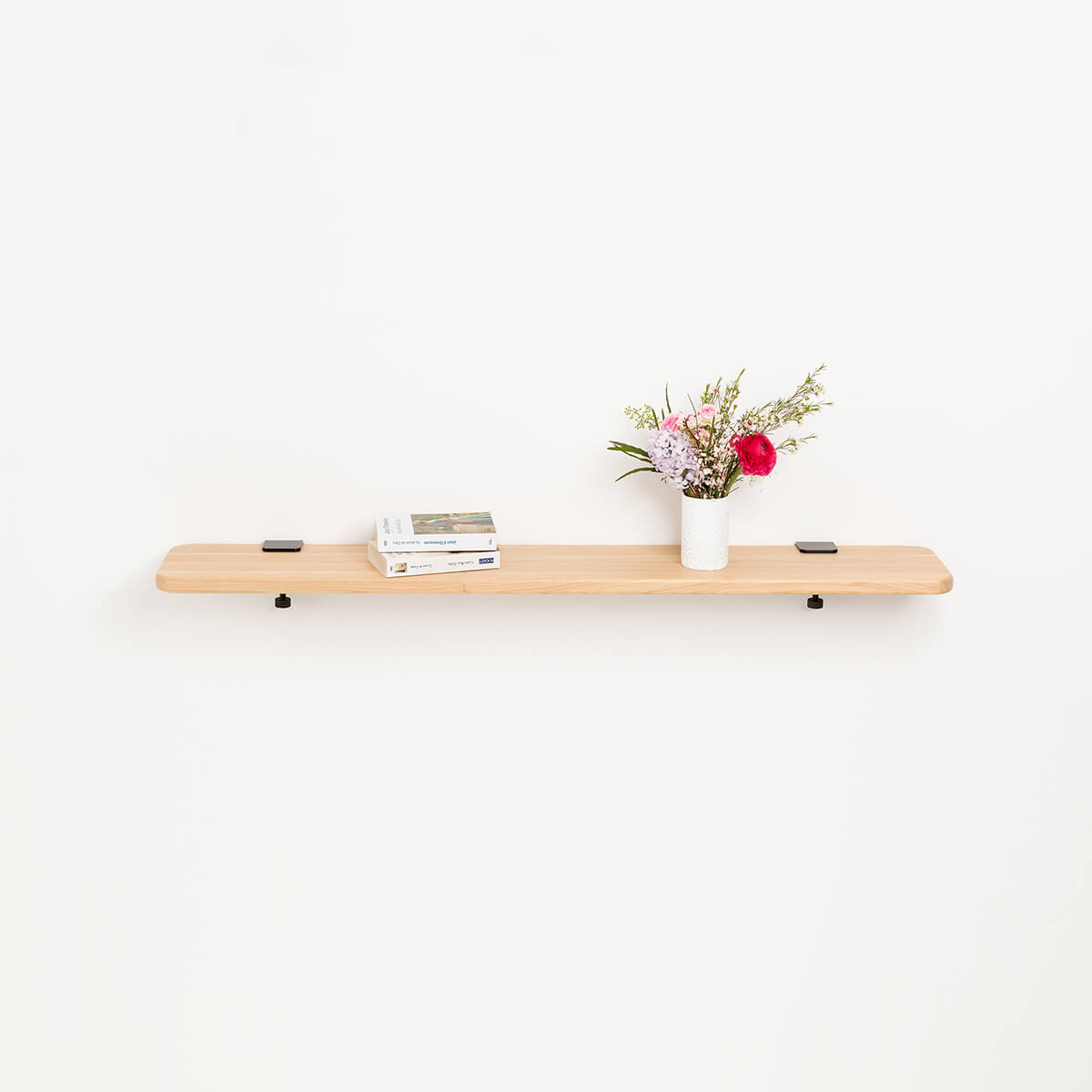 BRACKET wall shelf - solid oak - 60 to 150cm