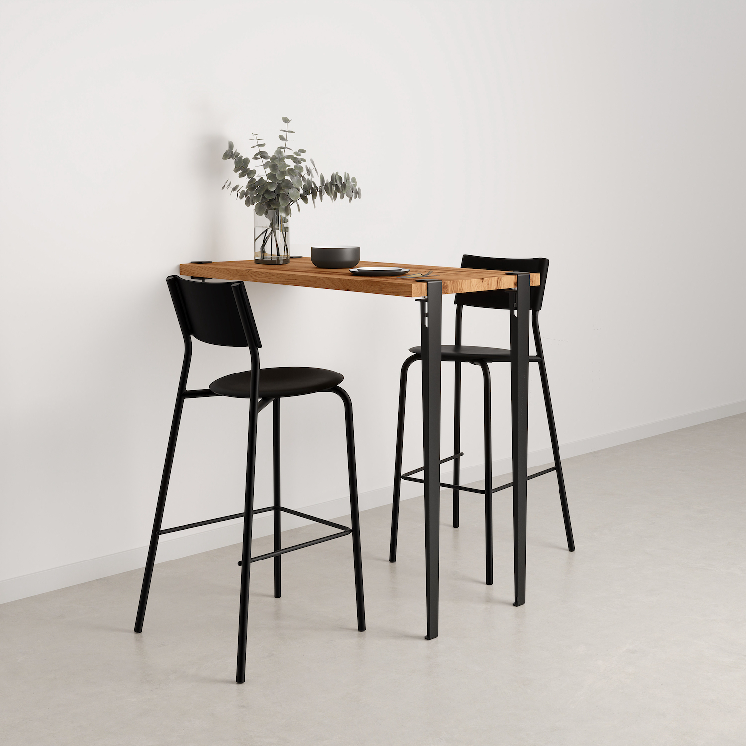 TIPTOE wall-mounted high table - reclaimed wood