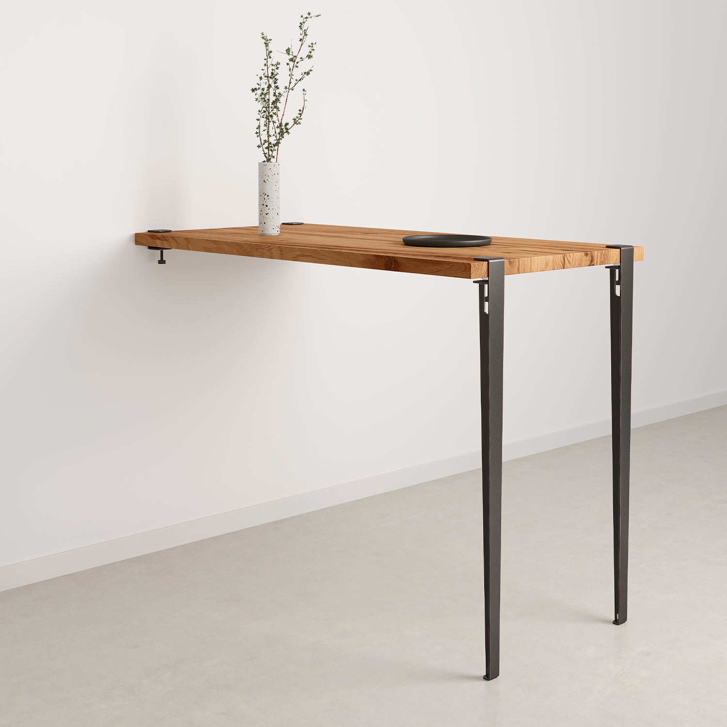 TIPTOE wall-mounted high table - reclaimed wood