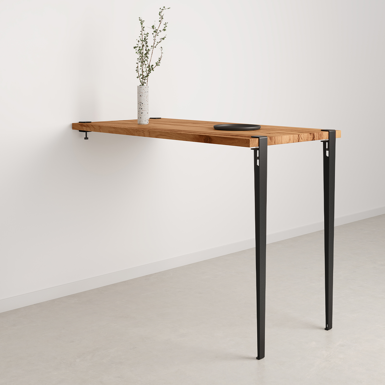 TIPTOE wall-mounted high table - reclaimed wood