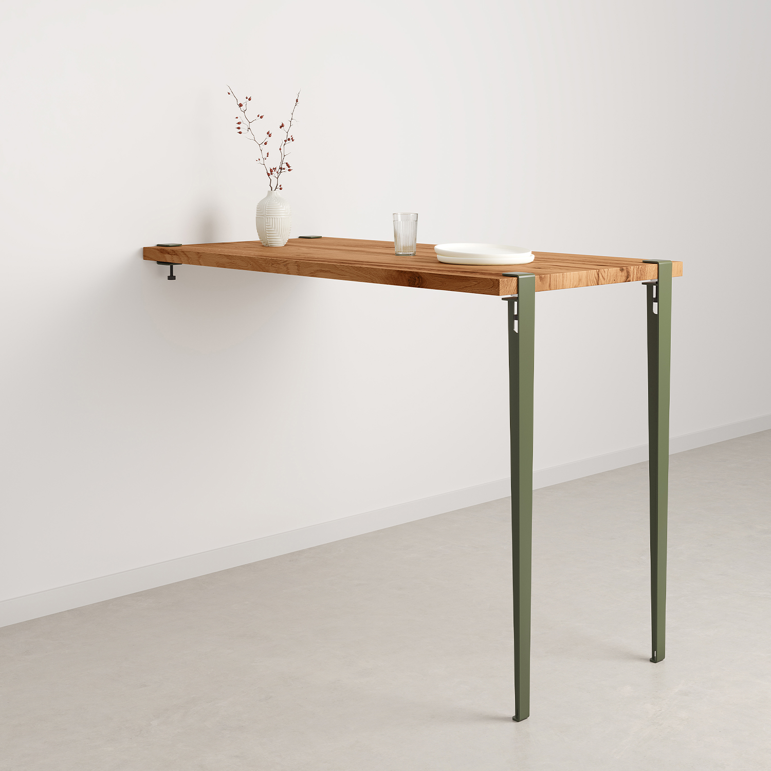 TIPTOE wall-mounted high table - reclaimed wood