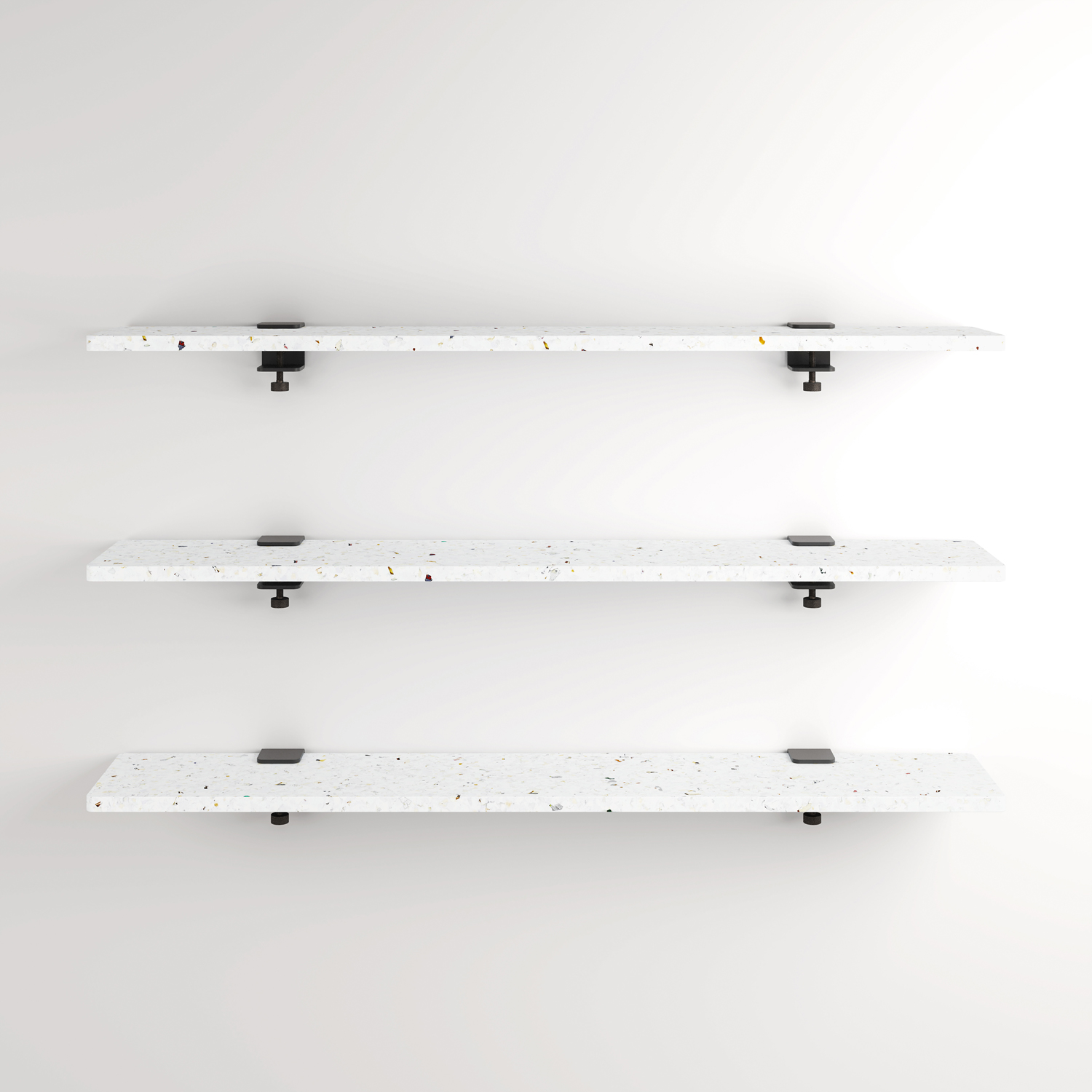 Set of 3 BRACKET wall shelves - Venezia recycled plastic - 60 to 150cm