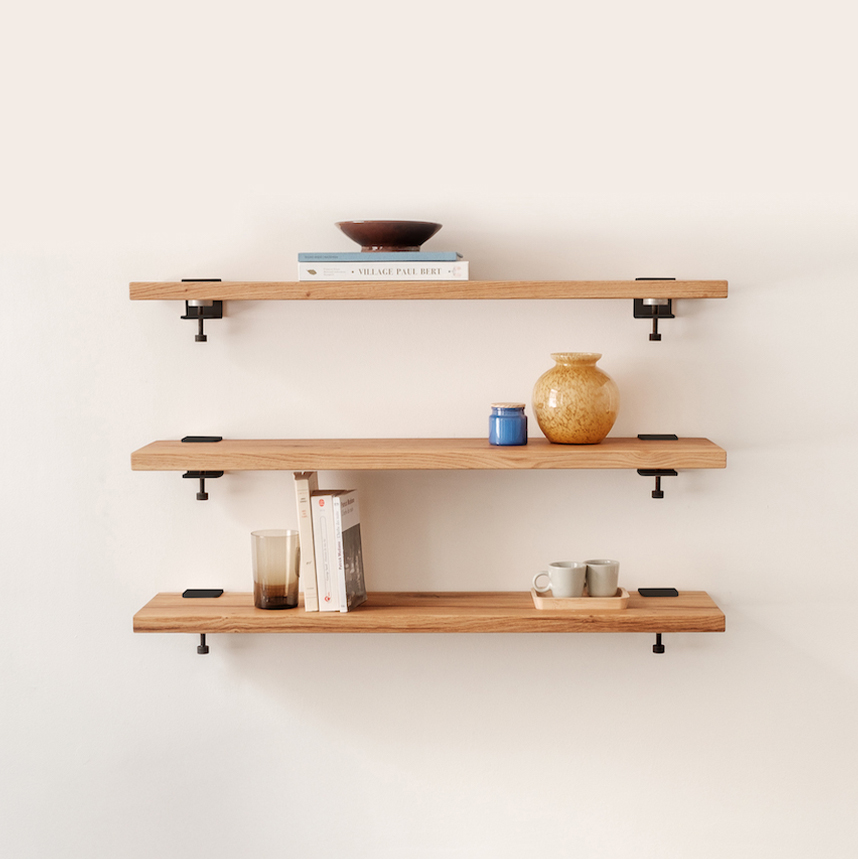 Set of 3 BRACKET wall shelves - reclaimed wood - 60 to 150cm