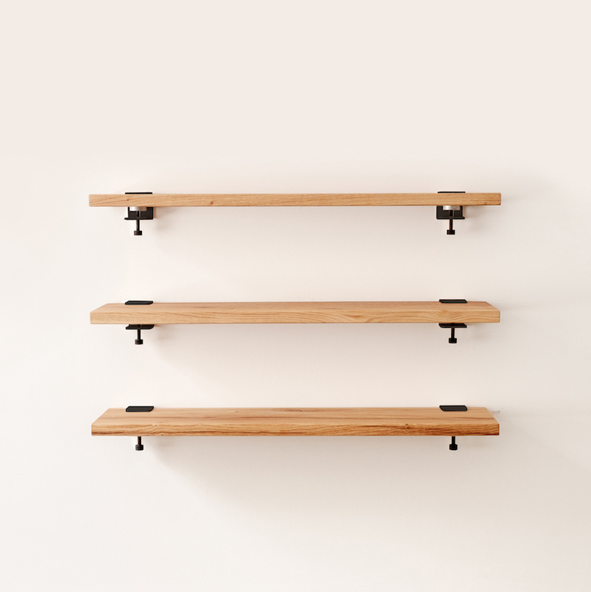 Set of 3 BRACKET wall shelves - reclaimed wood - 60 to 150cm